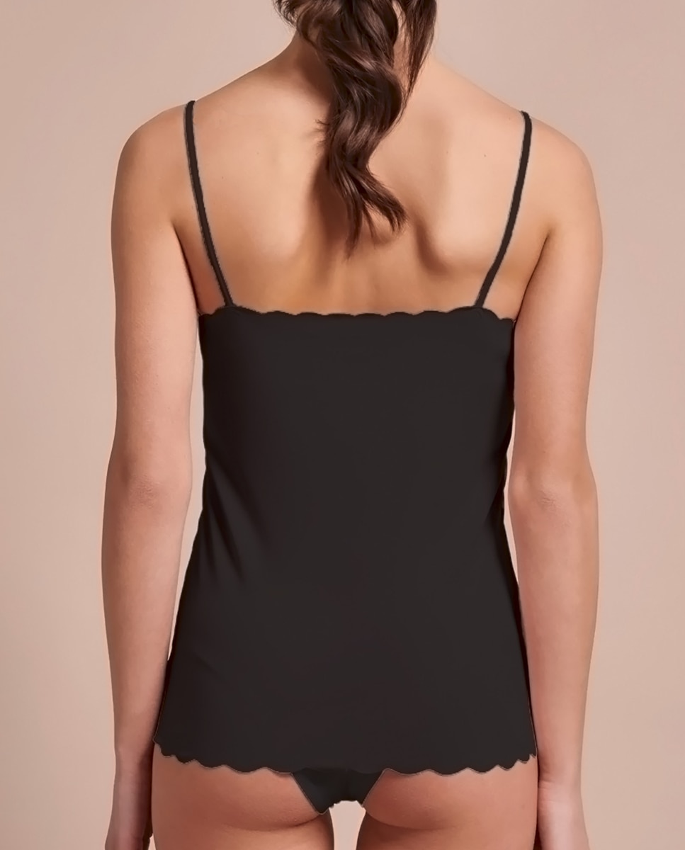 Camiseta interior de mujer de tirantes con escote redondo con ondas - Vittoria B. Intimo - Negro Negro-2