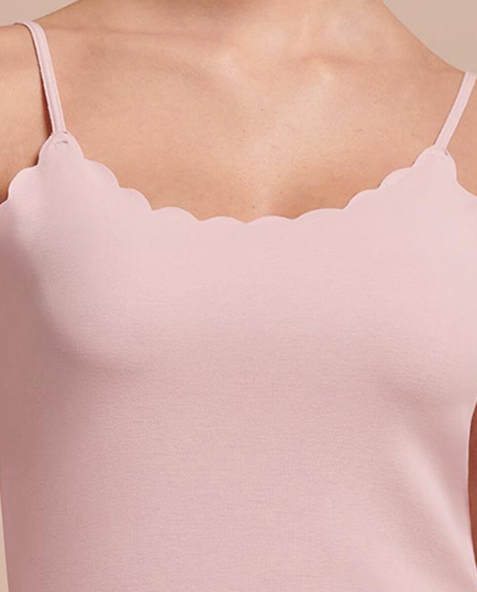 Camiseta interior de mujer de tirantes con escote redondo con ondas - Vittoria B. Intimo - Rosa Rosa-3