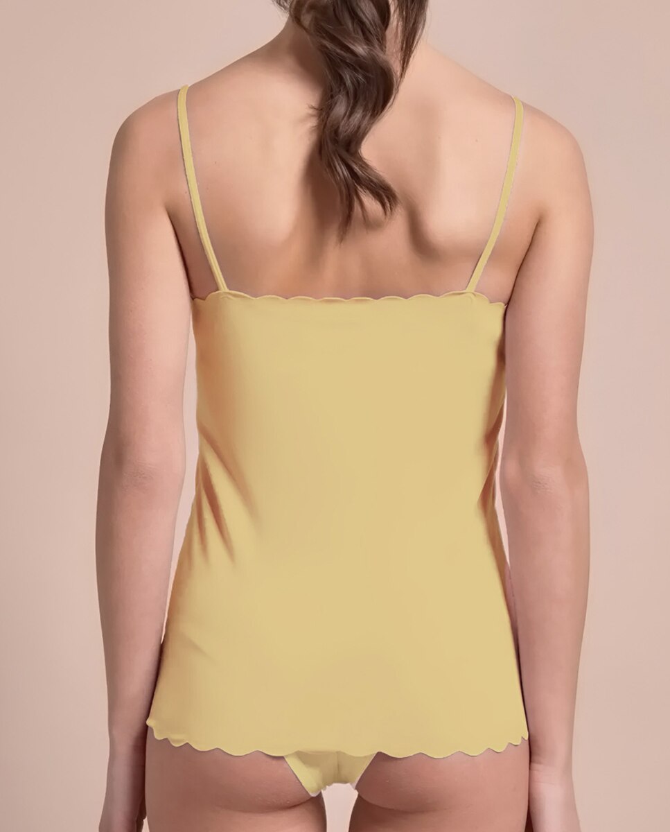 Camiseta interior de mujer de tirantes con escote redondo con ondas - Vittoria B. Intimo - Amarillo Amarillo-2