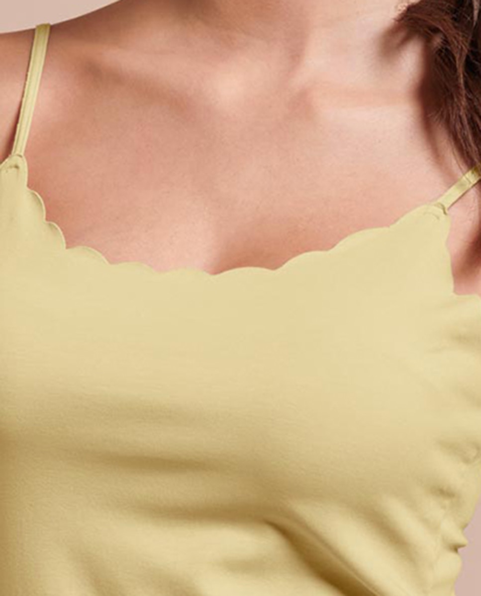 Camiseta interior de mujer de tirantes con escote redondo con ondas - Vittoria B. Intimo - Amarillo Amarillo-3