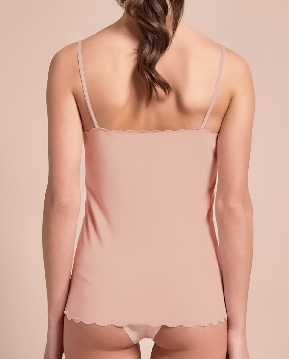 Camiseta interior de mujer de tirantes con escote redondo con ondas - Vittoria B. Intimo - Nude Nude-2