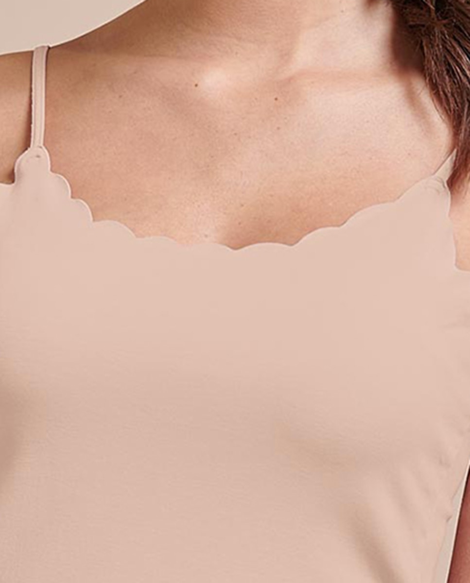 Camiseta interior de mujer de tirantes con escote redondo con ondas - Vittoria B. Intimo - Nude Nude-3