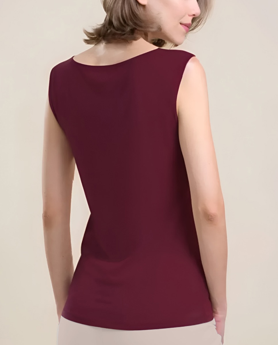 Camiseta interior de mujer sin mangas con tul bordado - Vittoria B. Intimo - Burdeos Burdeos-2