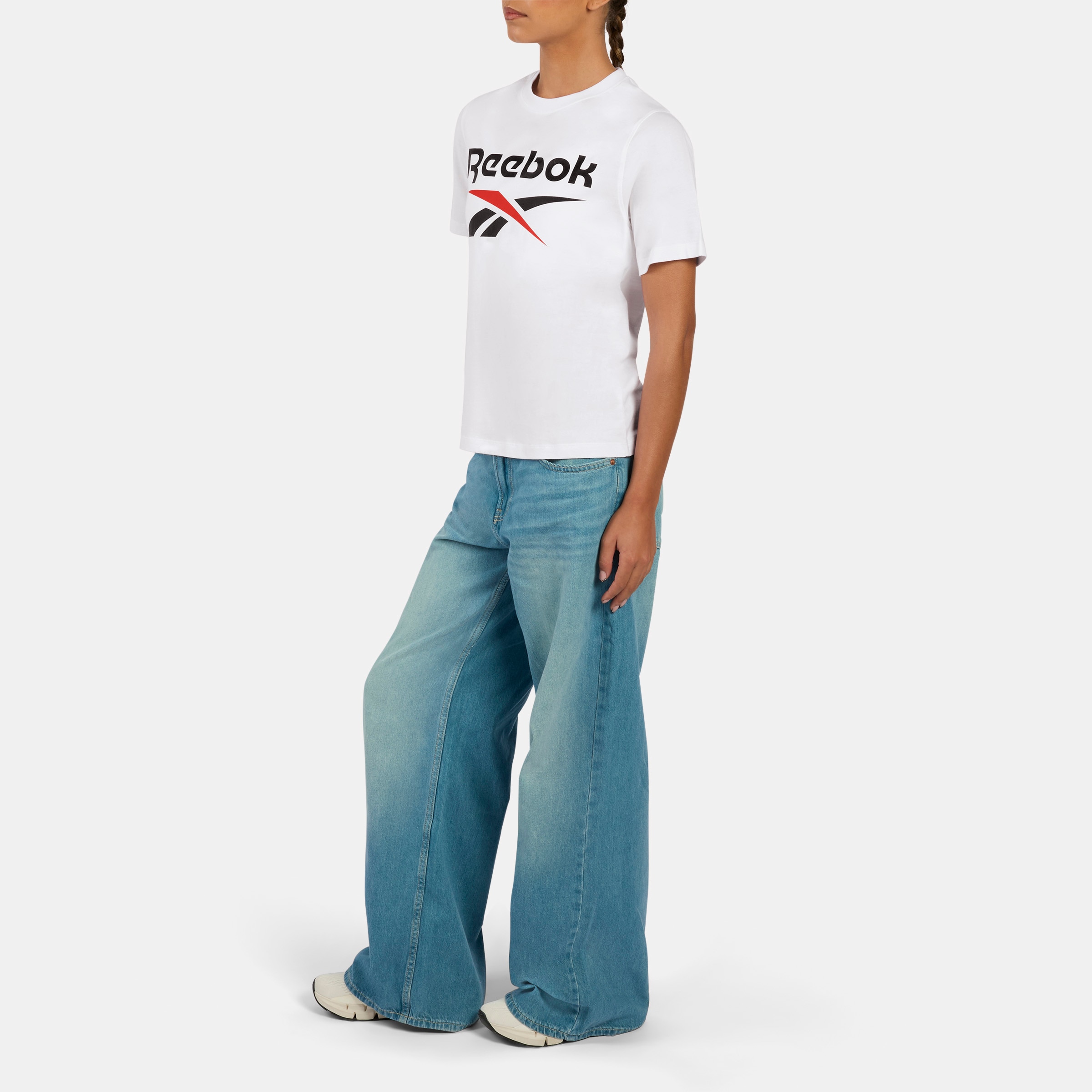 Camiseta de mujer Wren 2 Colour Logo Crew REEBOK - Blanco Blanco-3