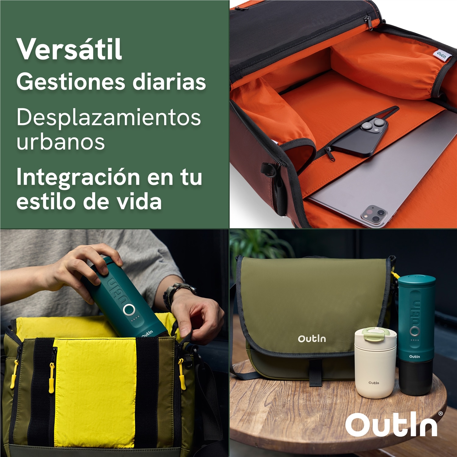 Imagen 6 de Bandolera Outin Flex Messenger resistente al agua - Marrón Marrón