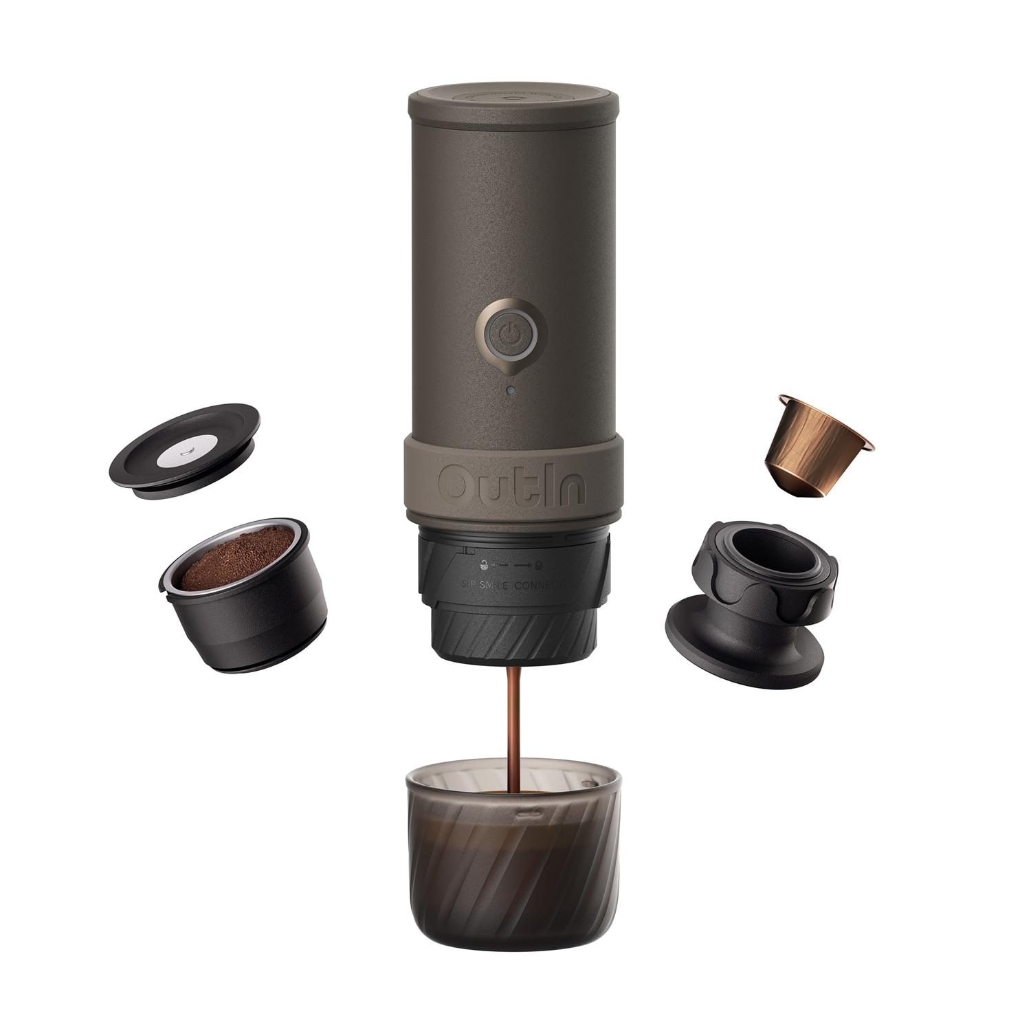 Imagen 1 de Cafetera espresso portátil Outin Mino Gris