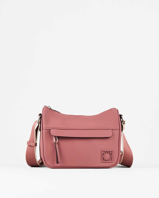 Imagen 0 de Bandolera pequeña de mujer de nylon engomado color malva