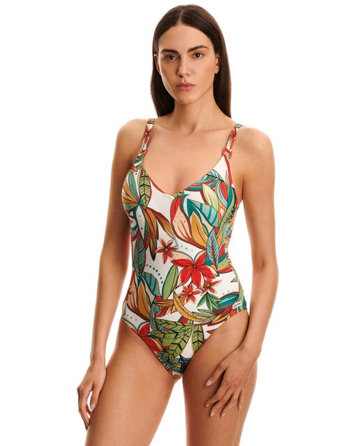 Imagen 0 de Bañador de mujer escote pico con copa interior y tirante regulable