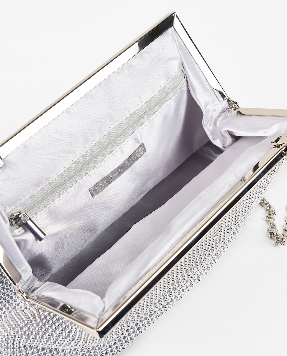 Pedrería Bolsos Madrina Plata Cartera De Mano Para Invitadas A