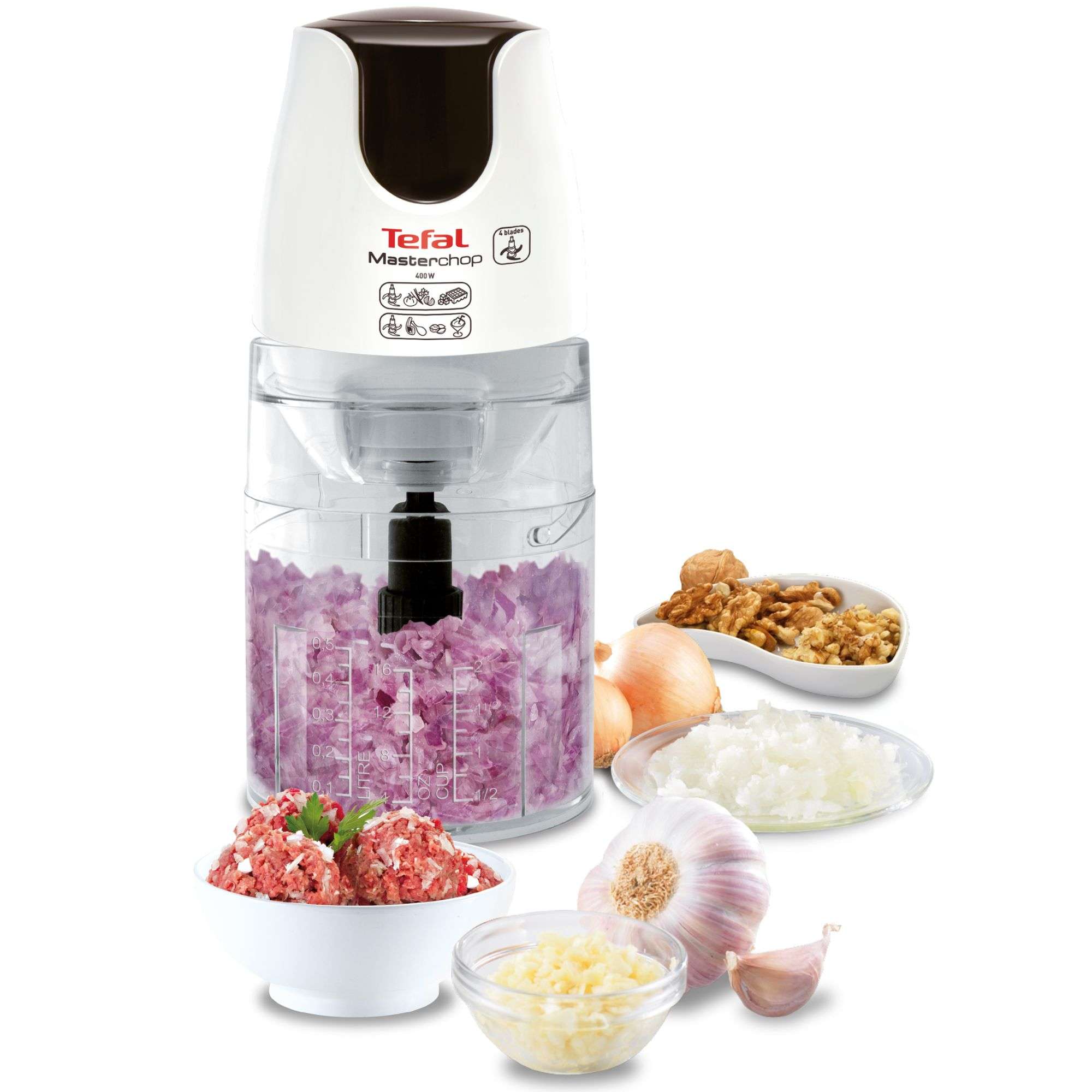 Moulinex – Picadora Moulinex Mini Masterchop XL DJ450B10 500 W, 4 cuchillas, 500 ml.