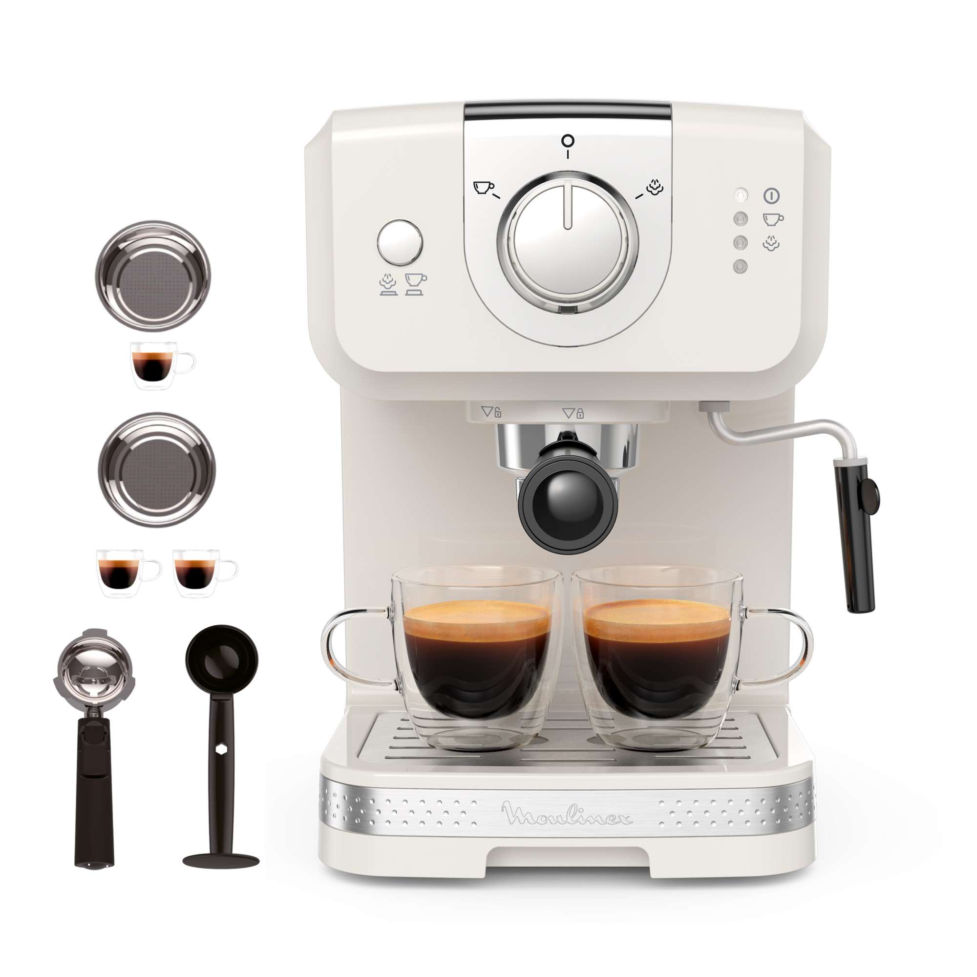 Cafetera Espresso Moulinex Opio Solei XP330 Ajustes Manuales, Bomba Presión 15 Bares