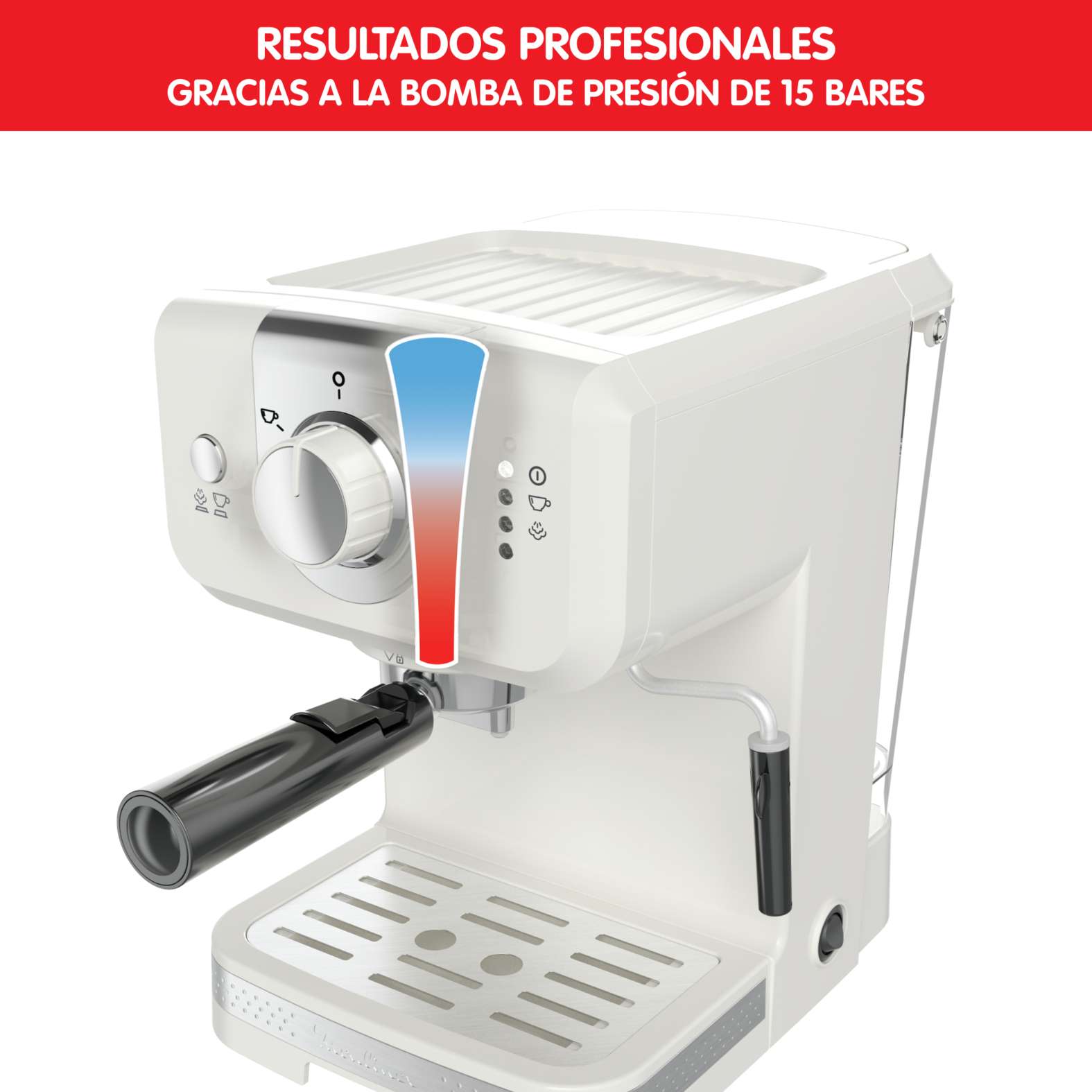 Imagen 6 de Cafetera espresso Moulinex Opio Solei XP330 Ajustes Manuales, 15 Bares - Beige Beige