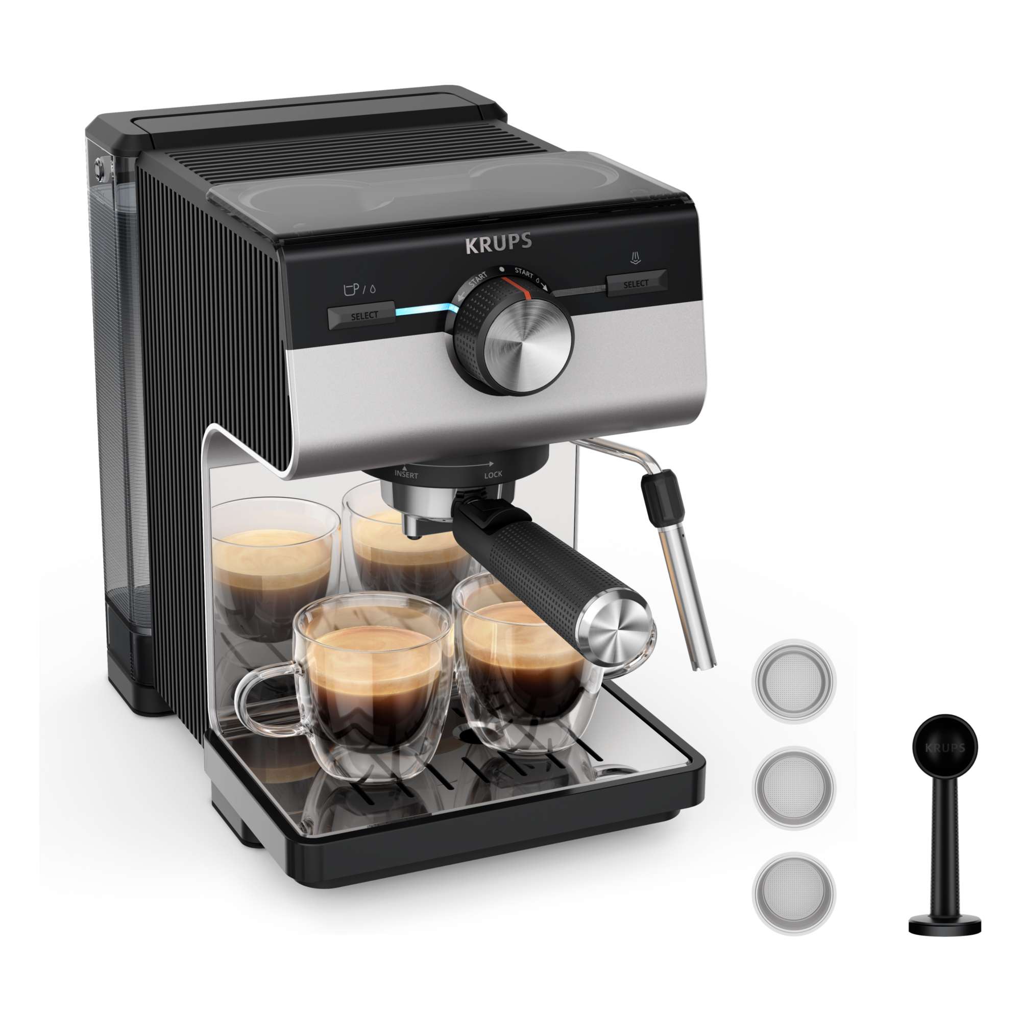 Krups – Cafetera espresso manual Krups XP384 Authentic 15 bares de presión y 2L de capacidad.