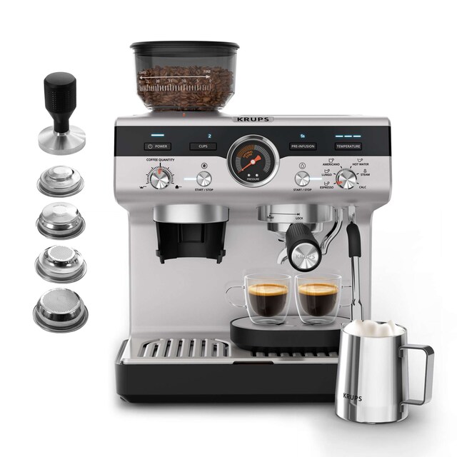 Imagen 0 de Cafetera expresso manual Krups XP801T con molinillo integrado y ajustes de molienda