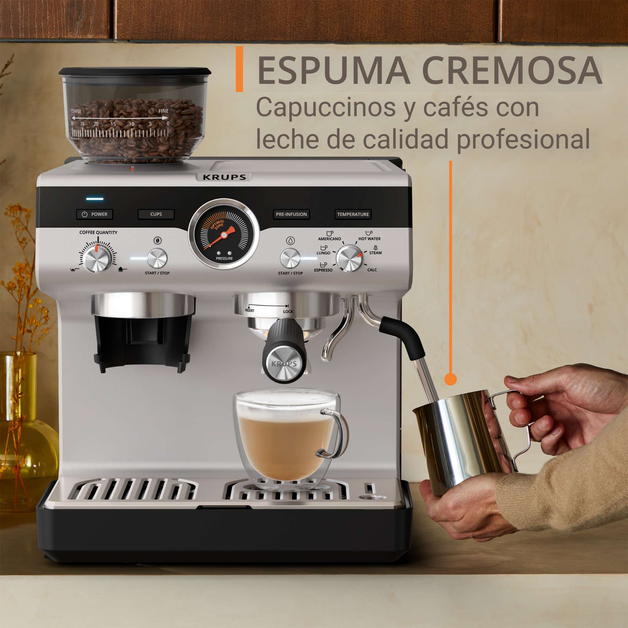 Thumbnail 1 de Krups XP801T Cafetera Expresso Manual con Molinillo ☕