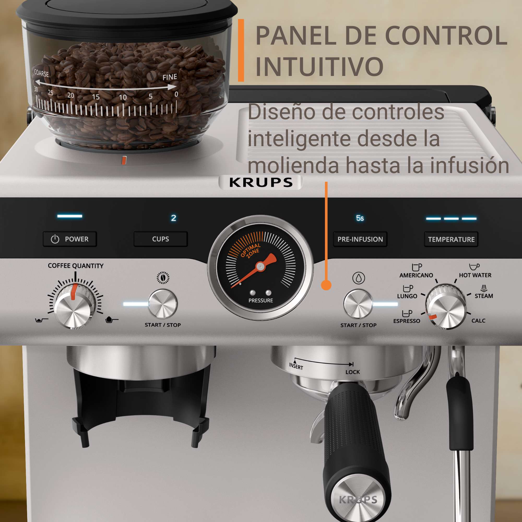 Thumbnail 3 de Krups XP801T Cafetera Expresso Manual con Molinillo ☕