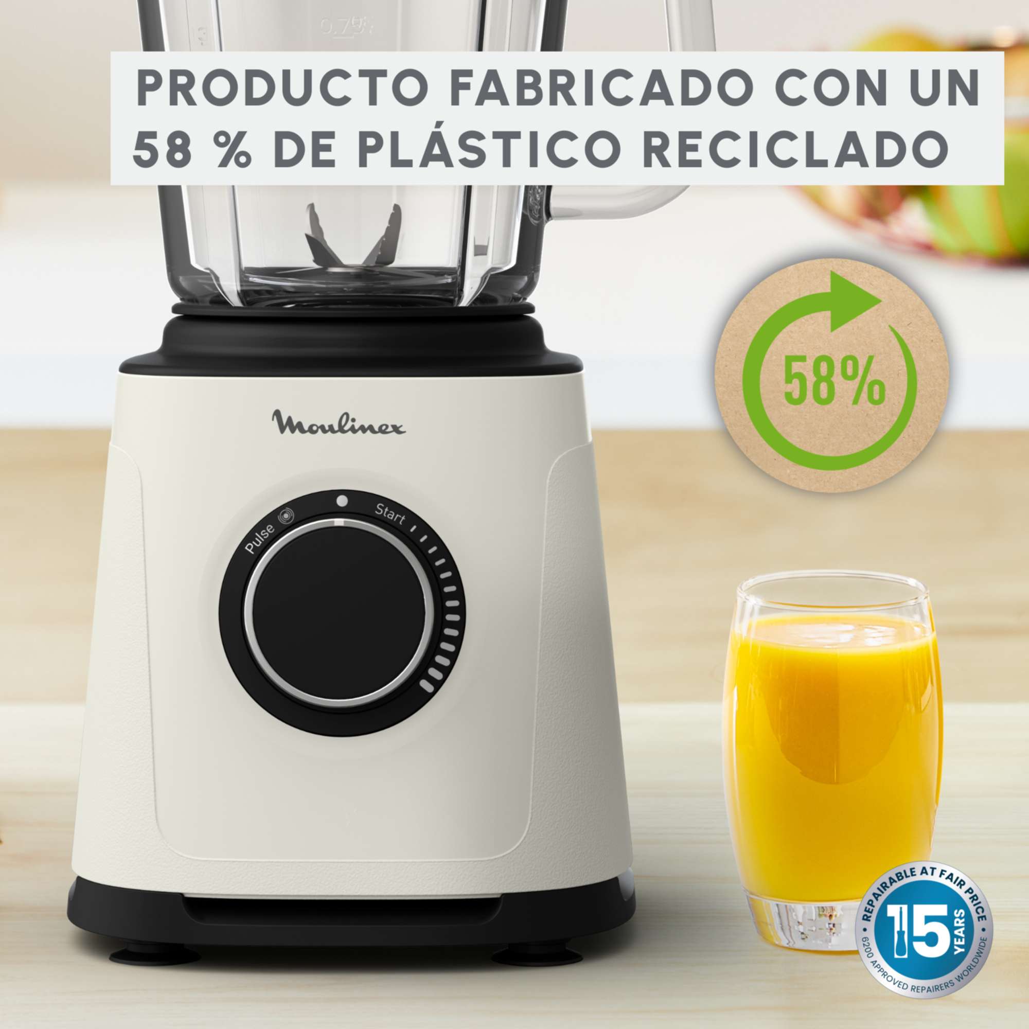 Batidora de vaso Moulinex PerfectMix Essential hasta 28 000rpm - Crema Crema-4