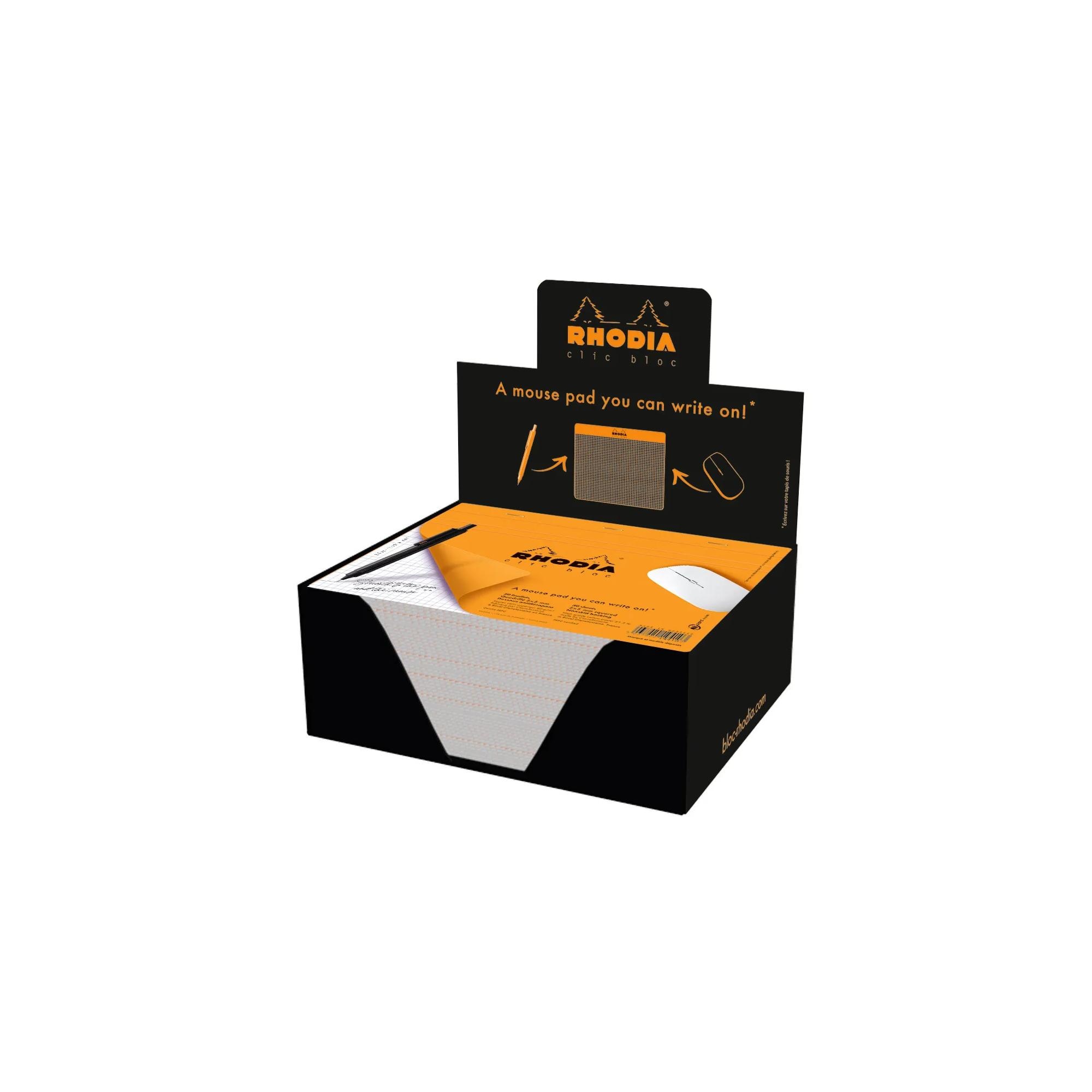 Pack de 30 Alfombrilla Ratón con bloc de notas - Rhodia 19410C - Cuadricula (5x5mm) - 19x23 cm.