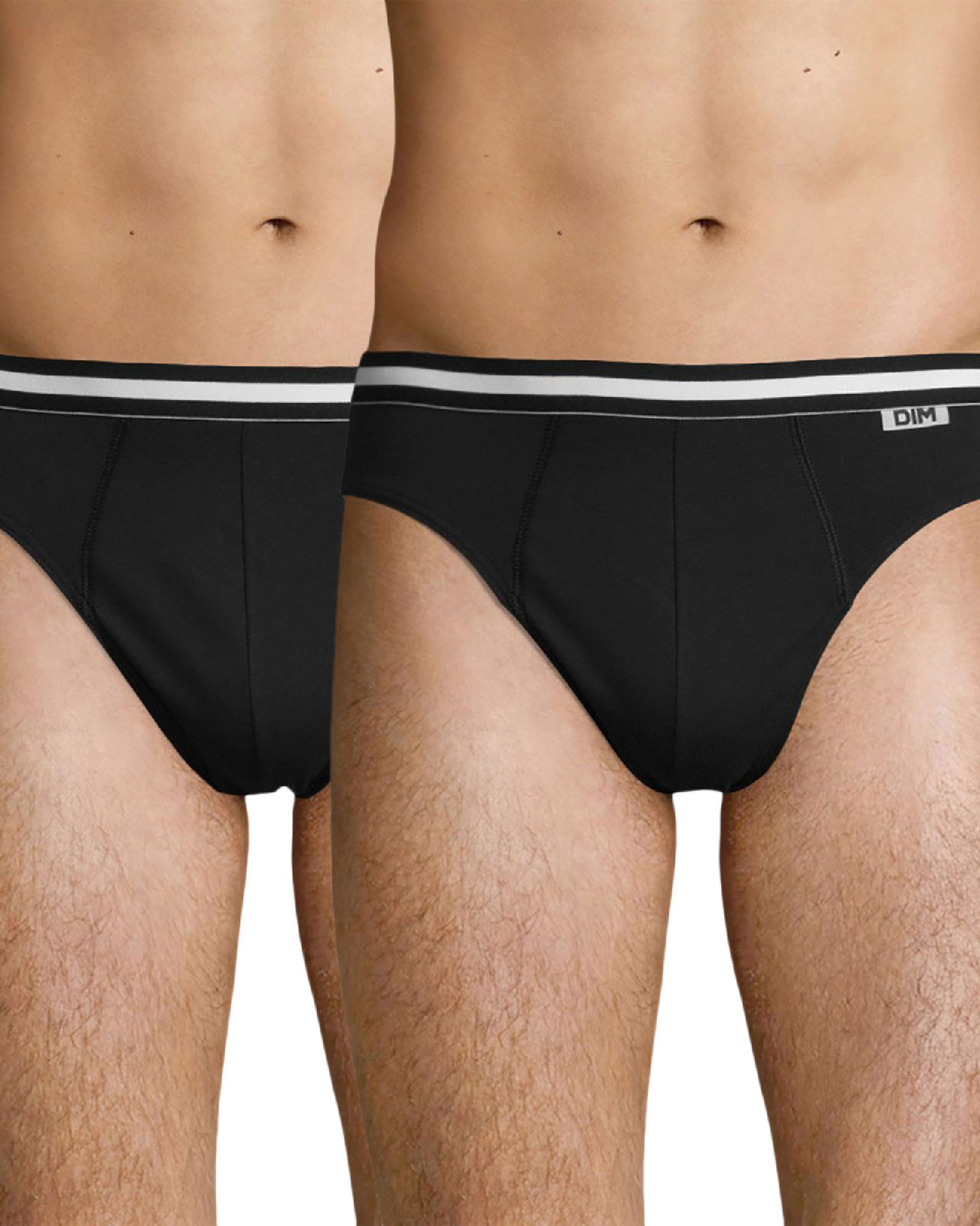 Pack de dos slips algodón elástico y cinturilla con diseño ecodim - Negro Negro-3