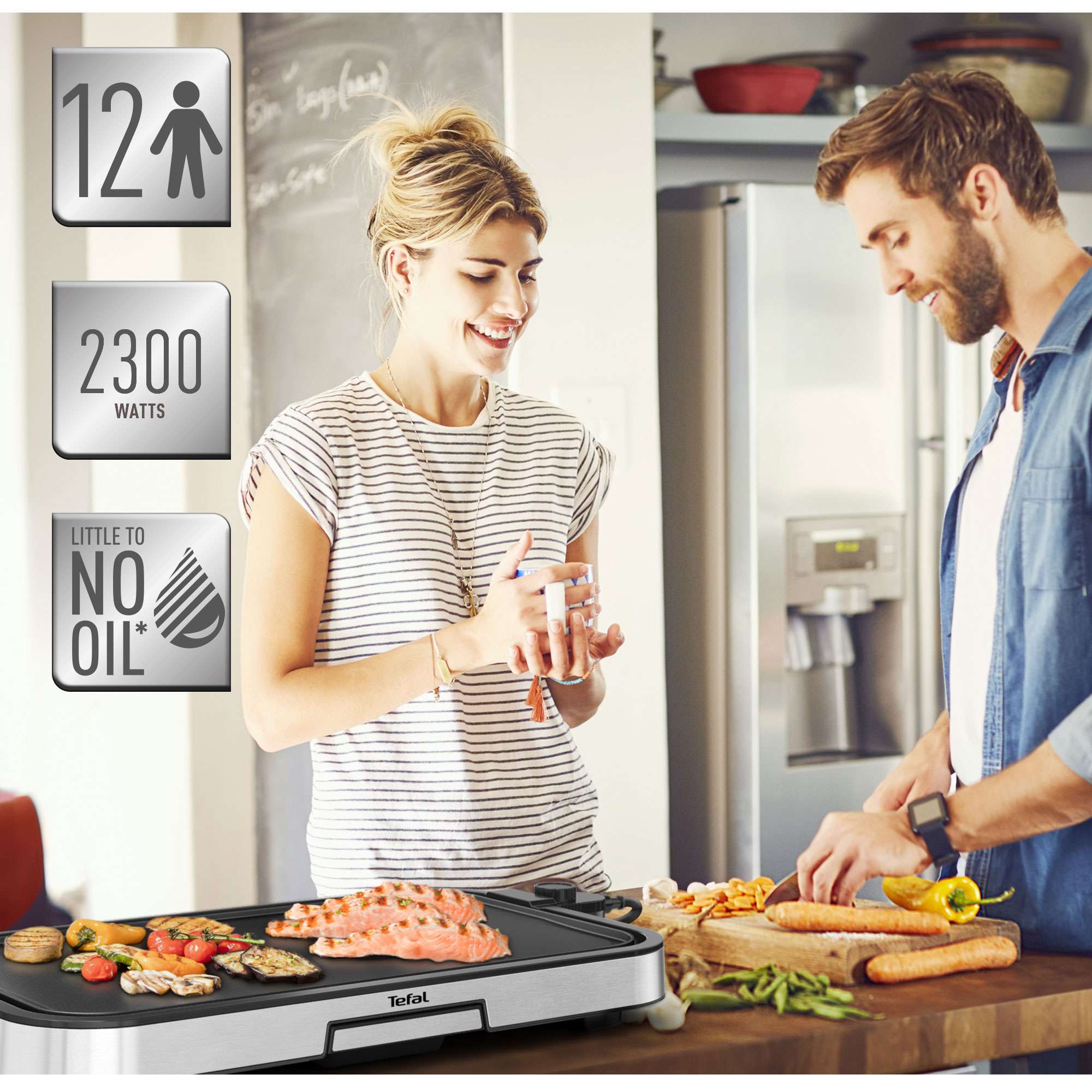 Plancha de asar eléctrica Tefal CB631D Giant Plancha XXL hasta 12 personas 5 ajustes termostato antiadherente - Negro Negro-6
