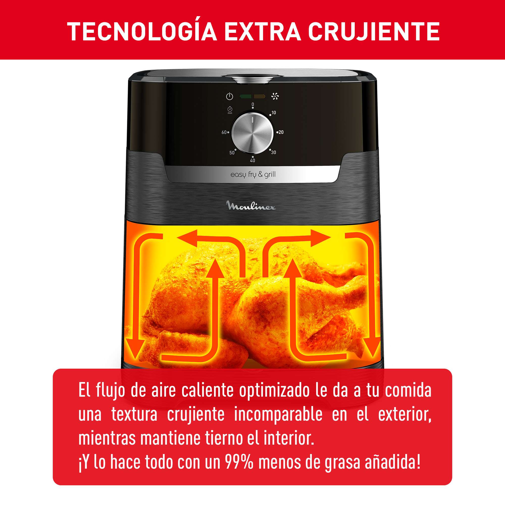 Freidora sin aceite y grill Moulinex EZ5018 Fry & Grill XL de 4,2 L - Negro Negro-6