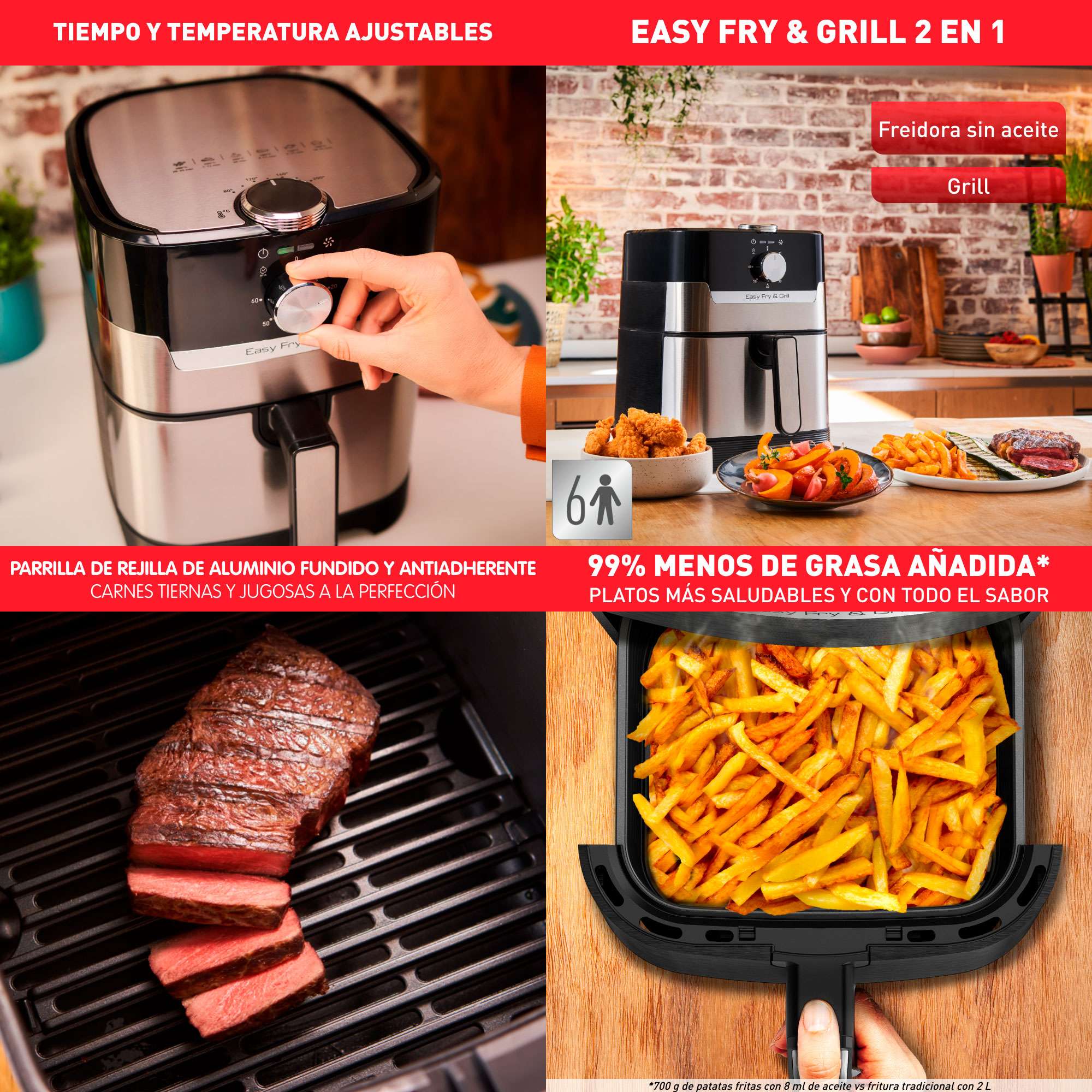 Freidora Sin Aceite Moulinex EZ501 Easy Fry Grill XL 4.2 L Para Freír O ...