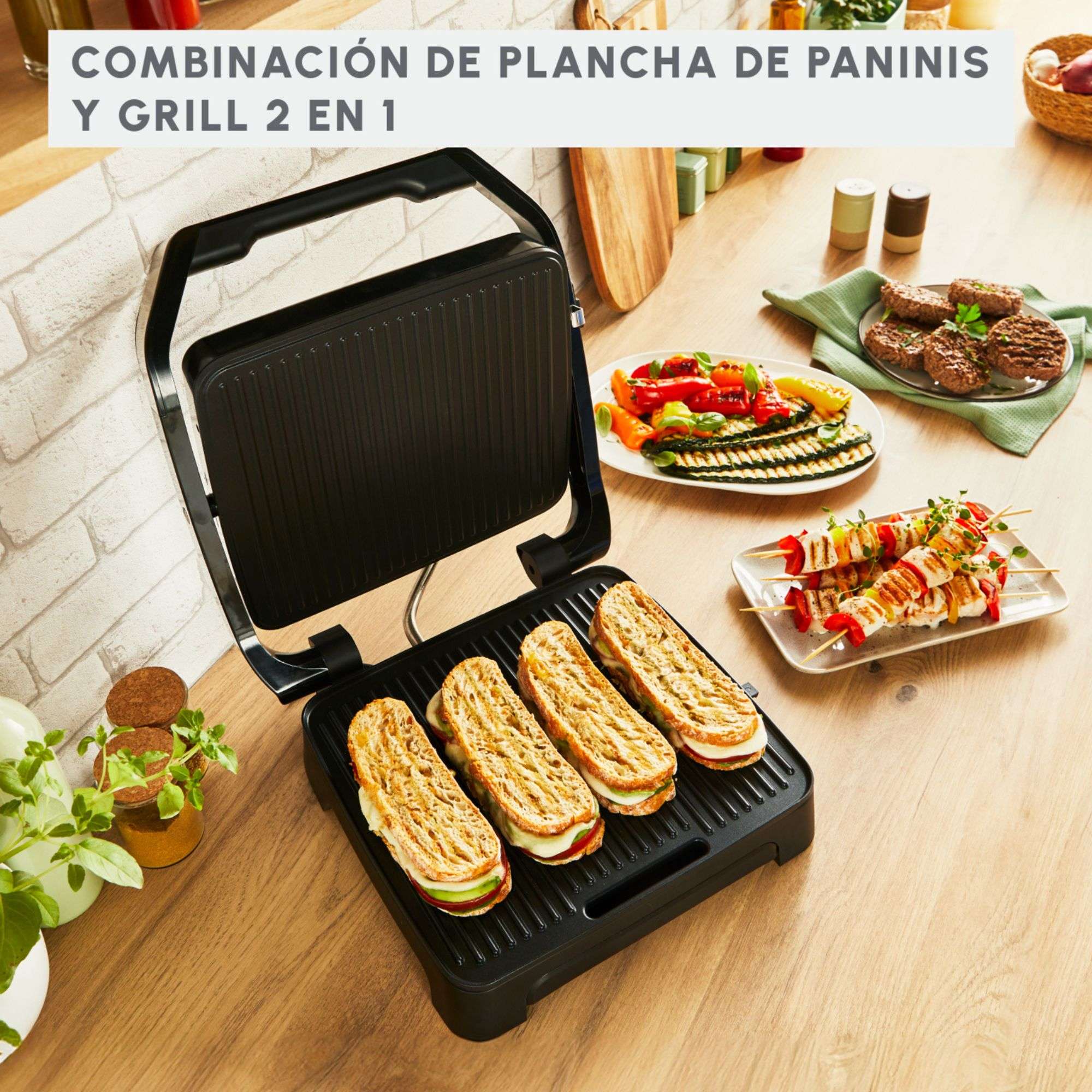 Grill Sandwichera Moulinex GI272 Termostato Regulable y Antiadherente 2000 W - Inox Inox-3