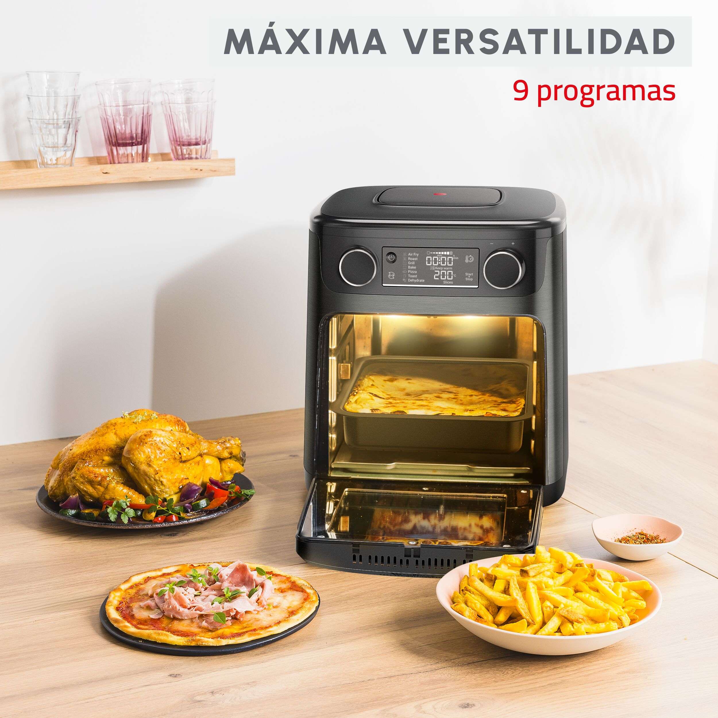 Freidora de aire y horno Moulinex AL5558 Easy Fry Multifunction 15 L, 9 en 1, hasta 230 °C - Negro Negro-5