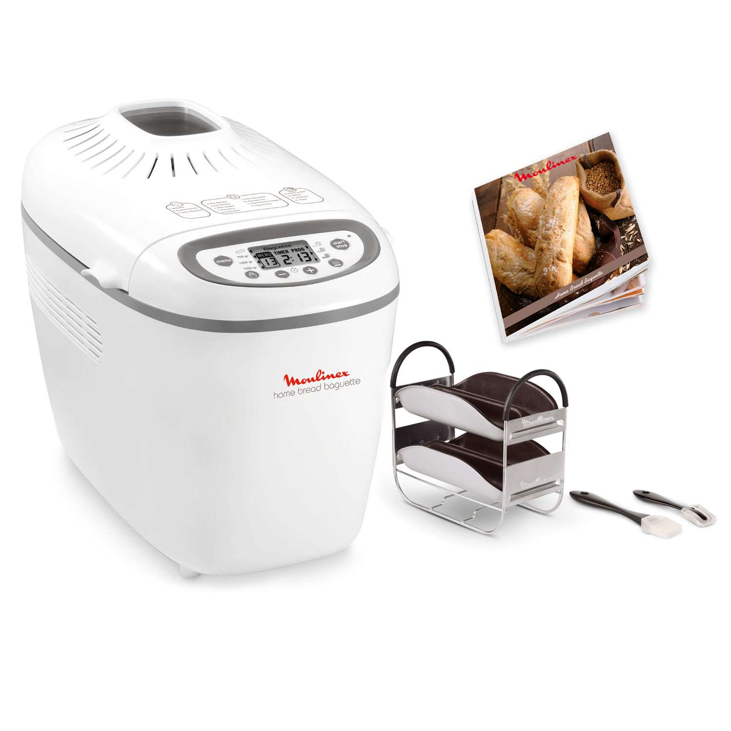 Panificadora Moulinex OW610 Pan y baguettes, programa sin gluten, 1,5 kg, 16 programas - Blanco Blanco-3