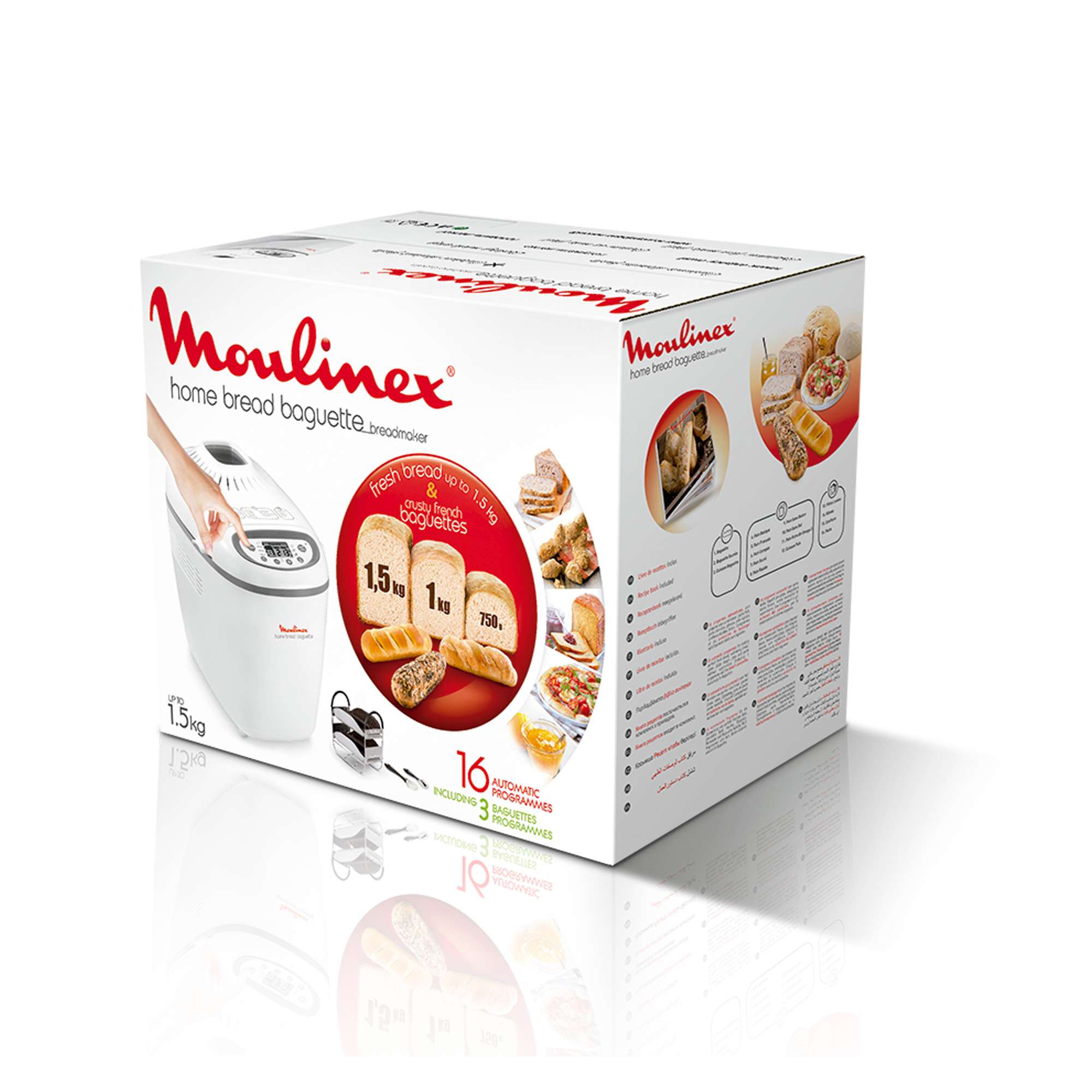 Panificadora Moulinex OW610 Pan y baguettes, programa sin gluten, 1,5 kg, 16 programas - Blanco Blanco-7