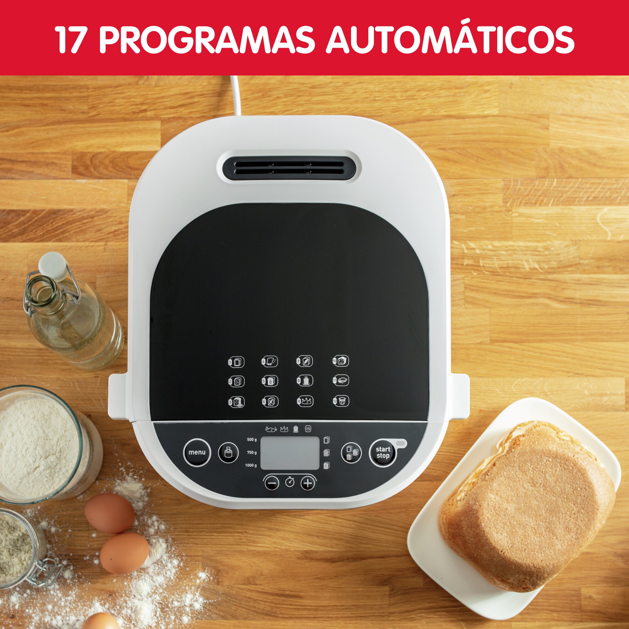 Imagen 3 de Panificadora Moulinex Pain Doré OW2101 con 12 programas automáticos - Blanco Blanco