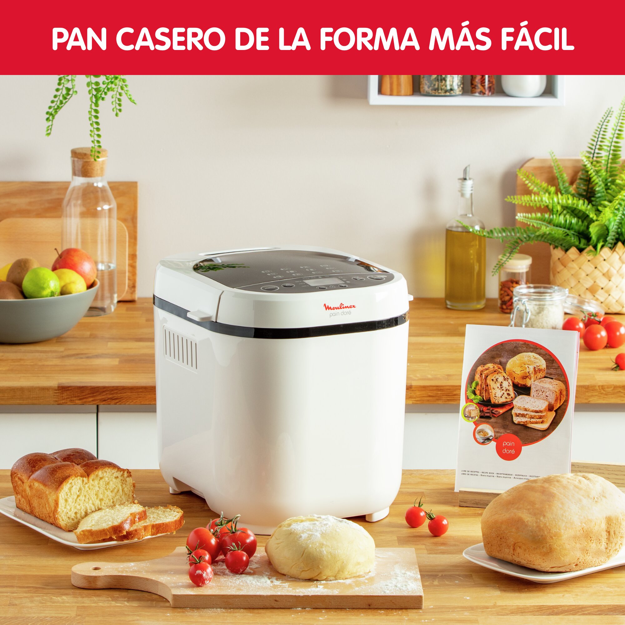 Imagen 4 de Panificadora Moulinex Pain Doré OW2101 con 12 programas automáticos - Blanco Blanco