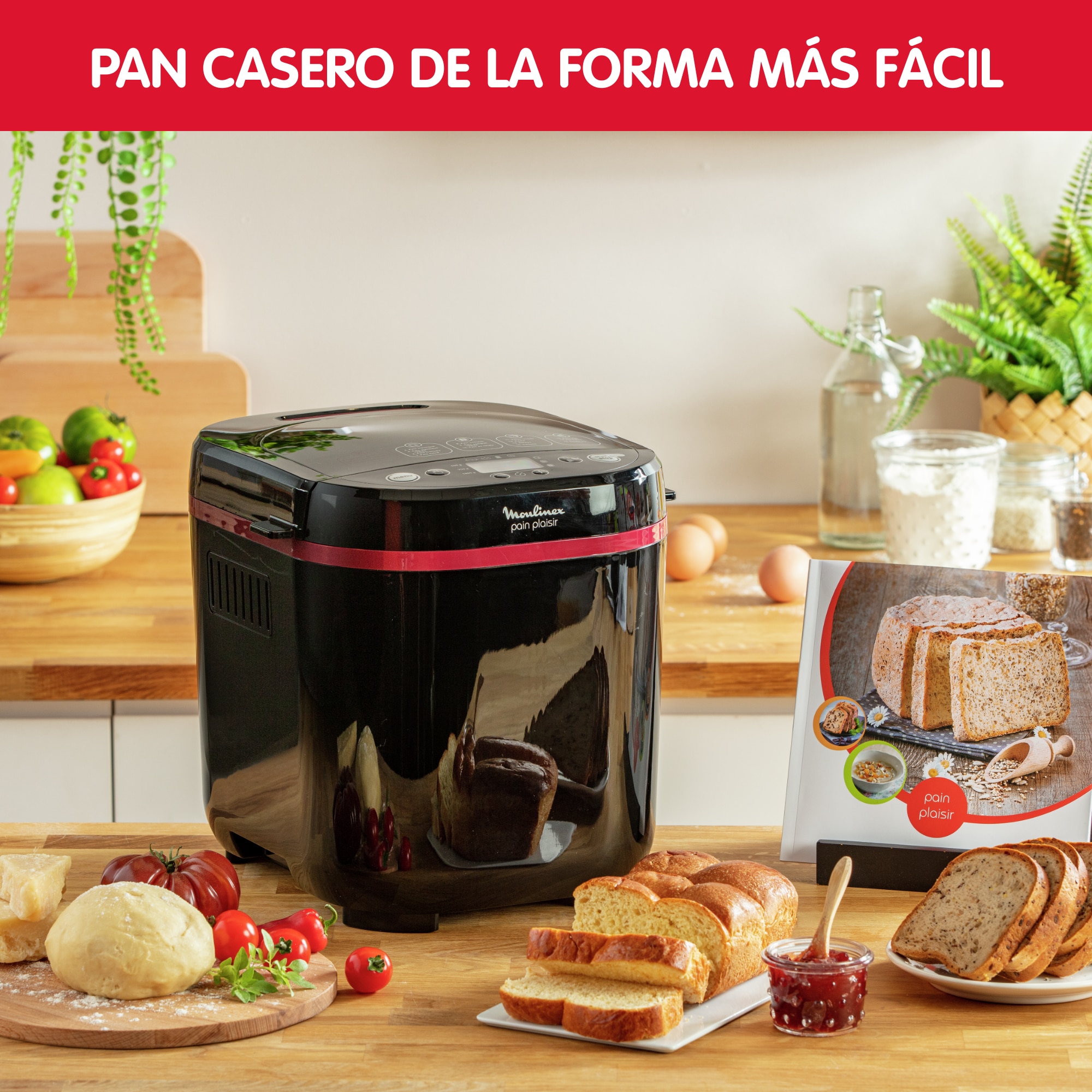 Panificadora Moulinex Pain & Plaisir OW220 de 1 kg y 17 programas - Negro Negro-3