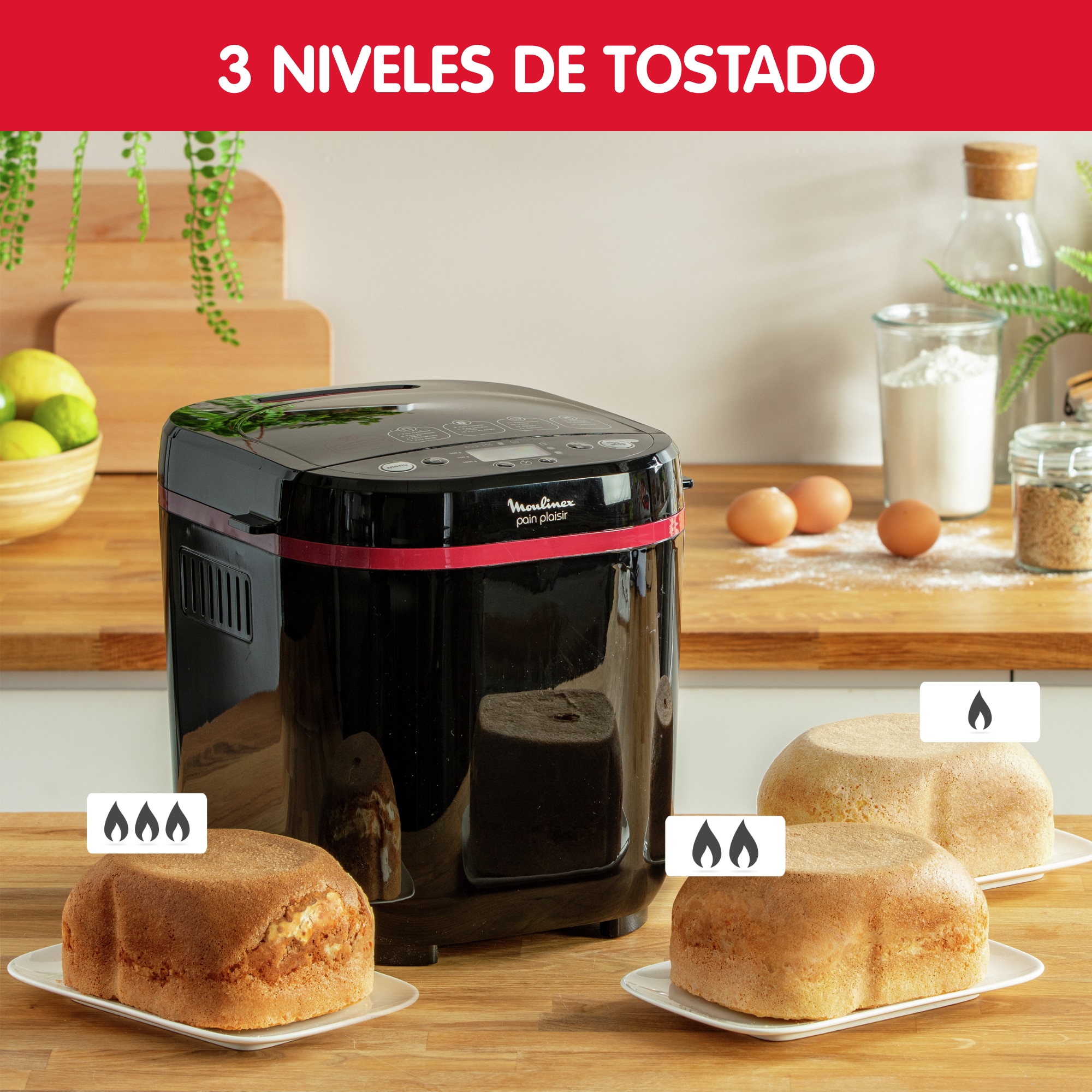 Panificadora Moulinex Pain & Plaisir OW220 de 1 kg y 17 programas - Negro Negro-5
