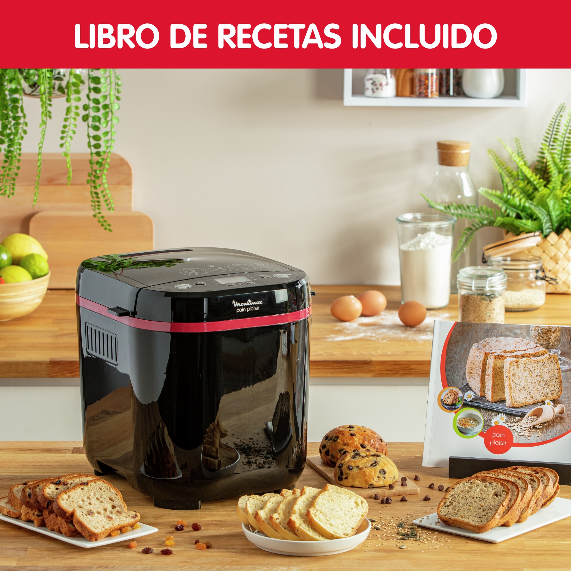 Panificadora Moulinex Pain & Plaisir OW220 de 1 kg y 17 programas - Negro Negro-6