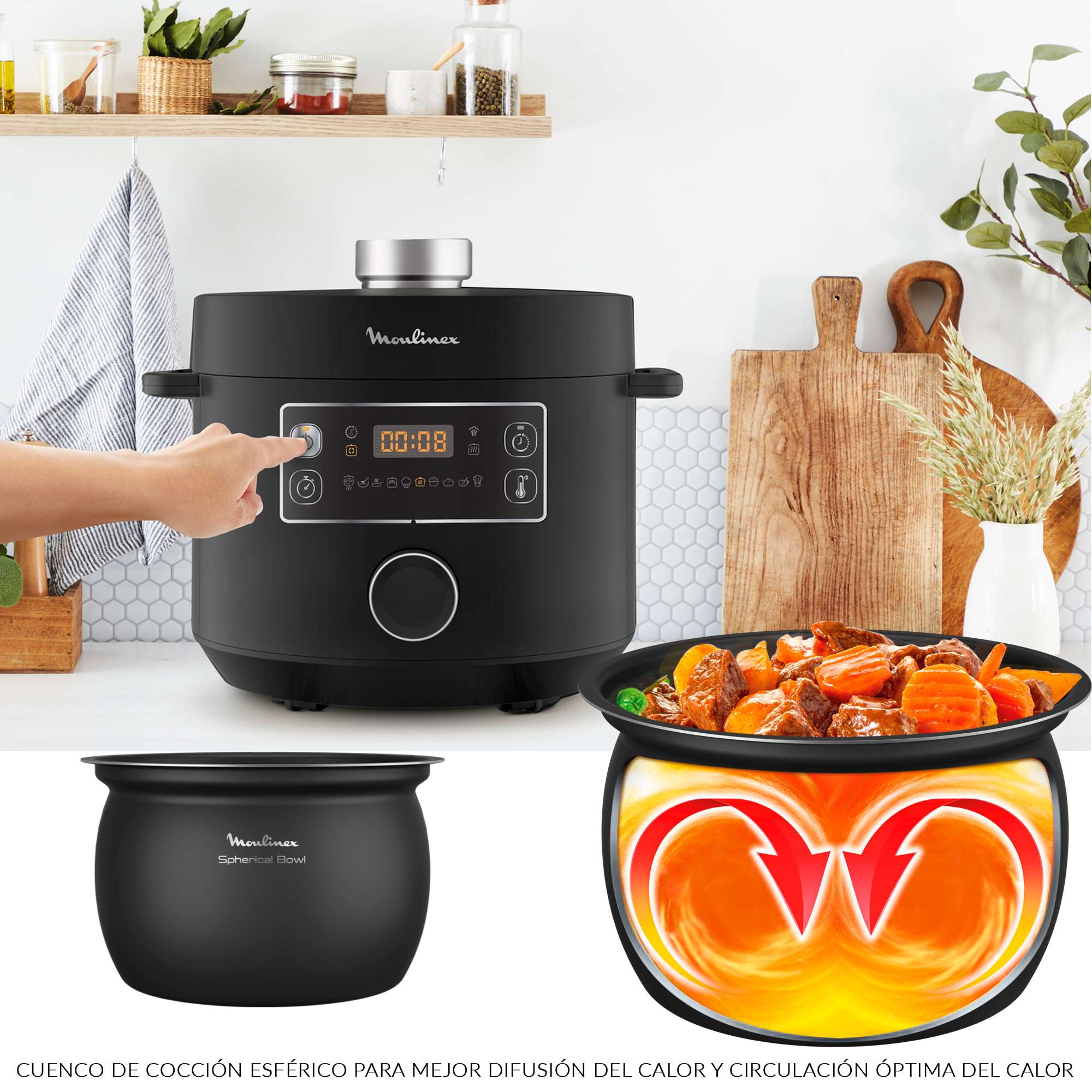 Olla a presión programable Moulinex CE754 TURBO Cuisine - Negro Negro-5