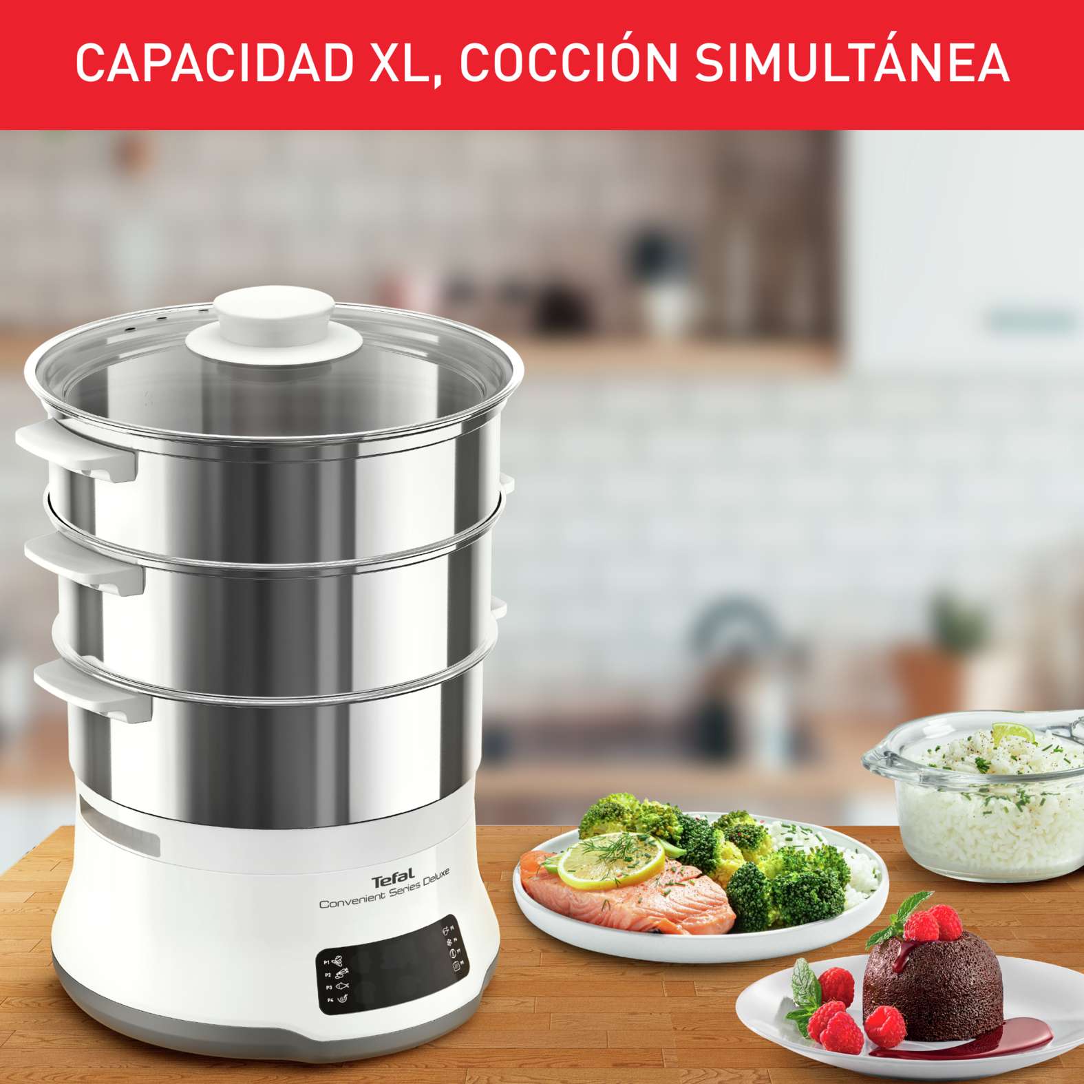 Vaporera Tefal VC502 Series Deluxe Calidad Duradera 8 programas de cocción - Inox Inox-3