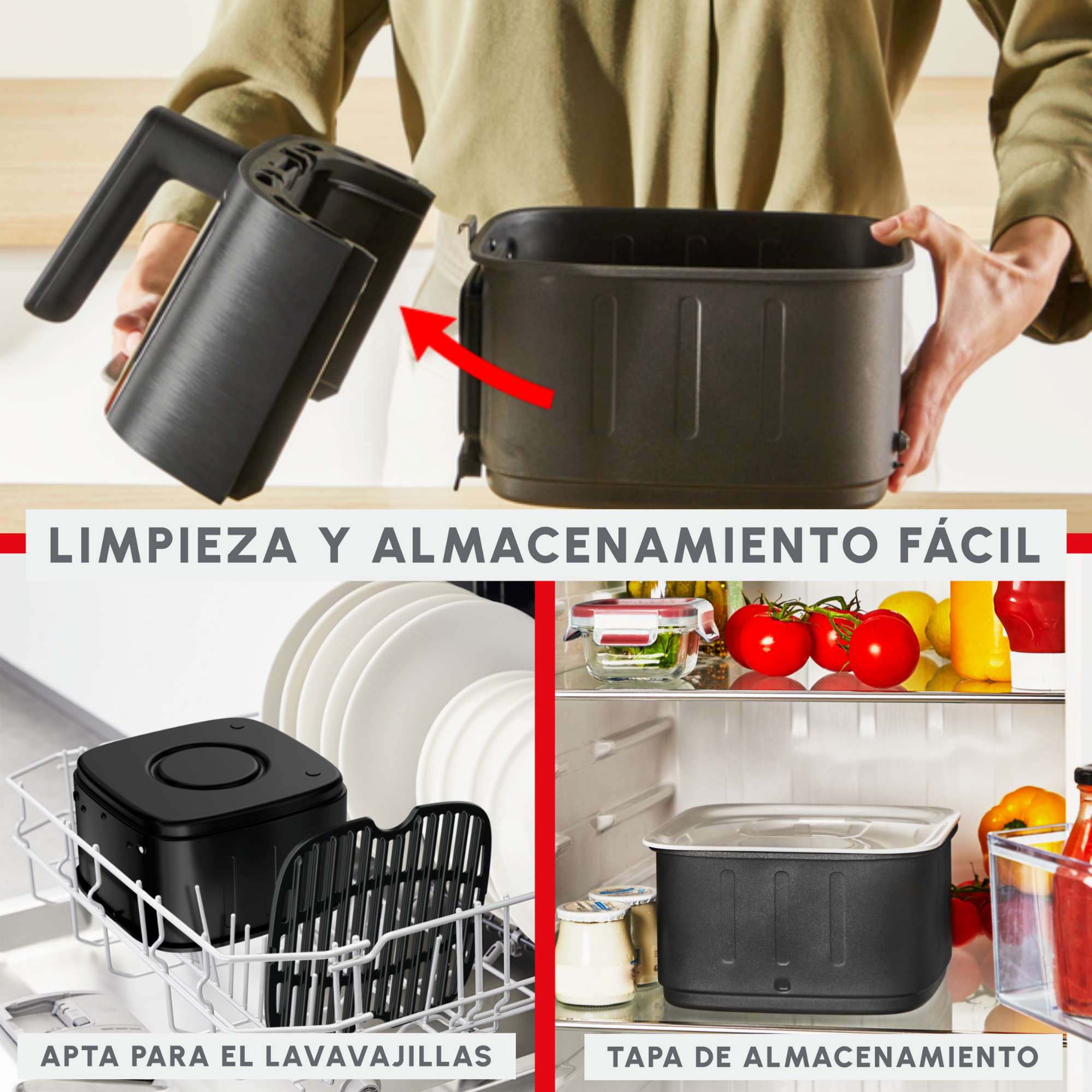 Freidora de Aire Moulinex Easy Fry Silence EZ556, Ventana de Visualización, 5L - Negro Negro-2
