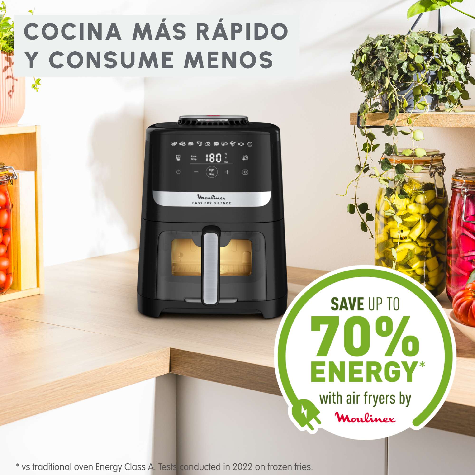 Freidora de Aire Moulinex Easy Fry Silence EZ556, Ventana de Visualización, 5L - Negro Negro-5