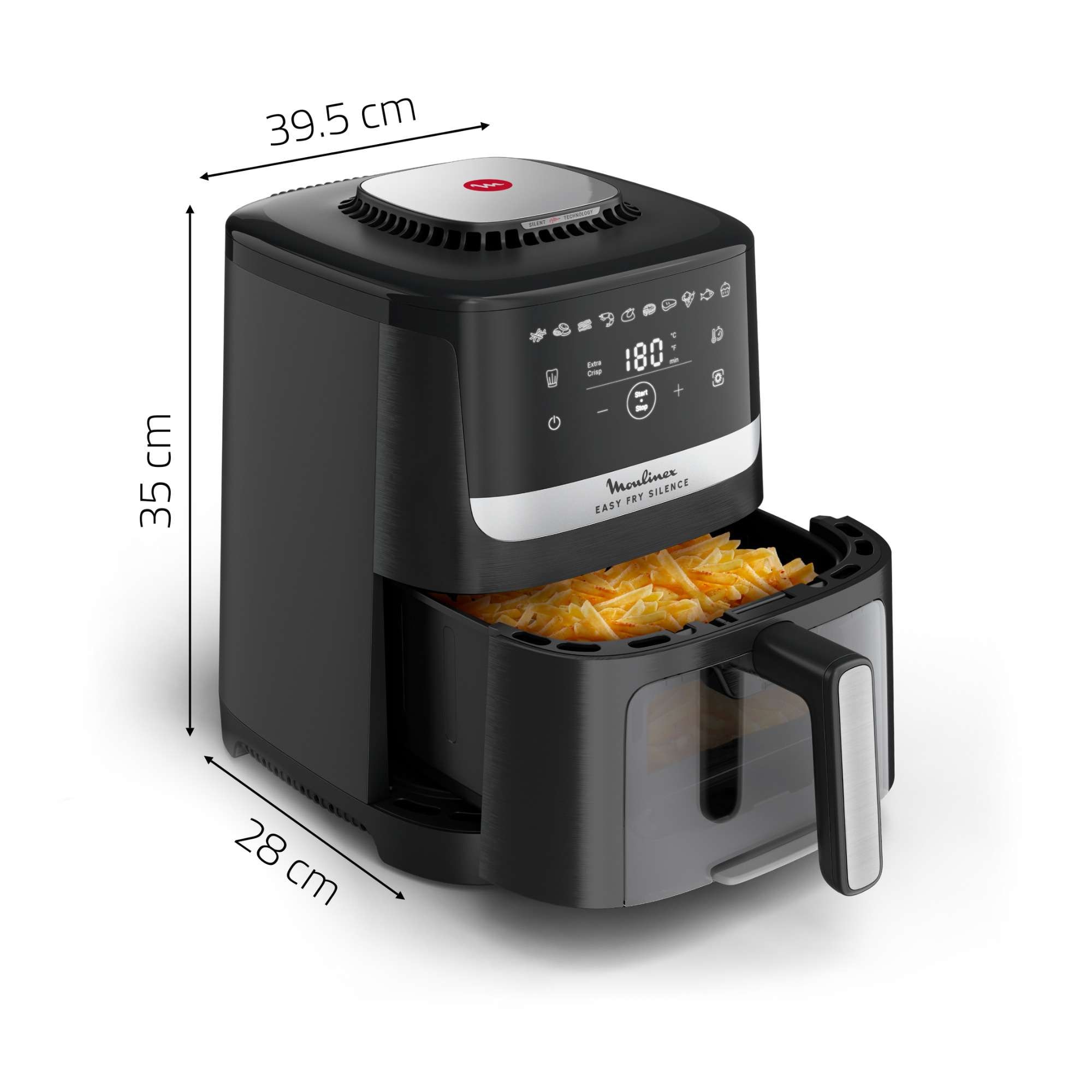 Freidora de Aire Moulinex Easy Fry Silence EZ556, Ventana de Visualización, 5L - Negro Negro-6