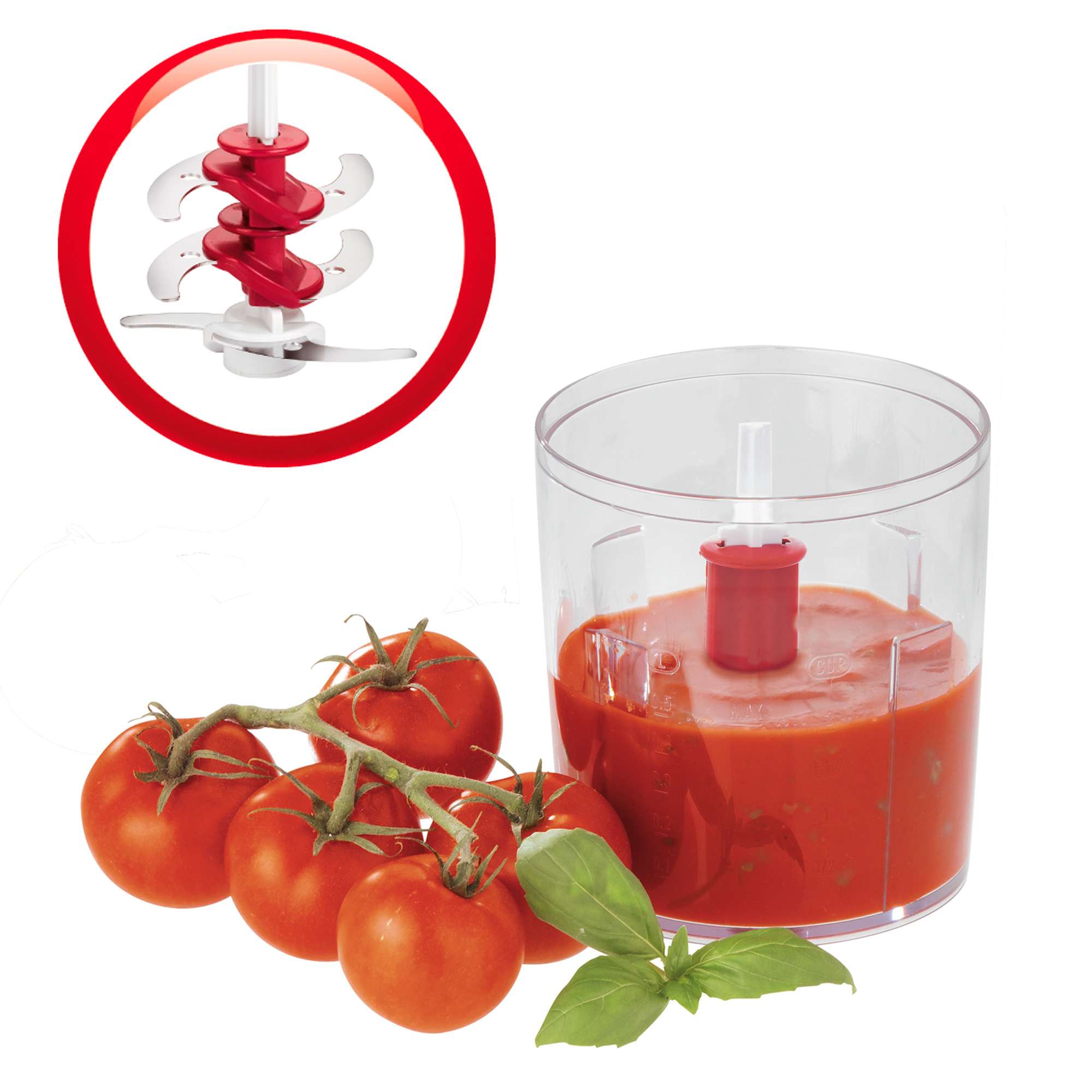 Picadora Multi-Moulinette AT714G con 3 cuchillas - Rojo Rojo-5