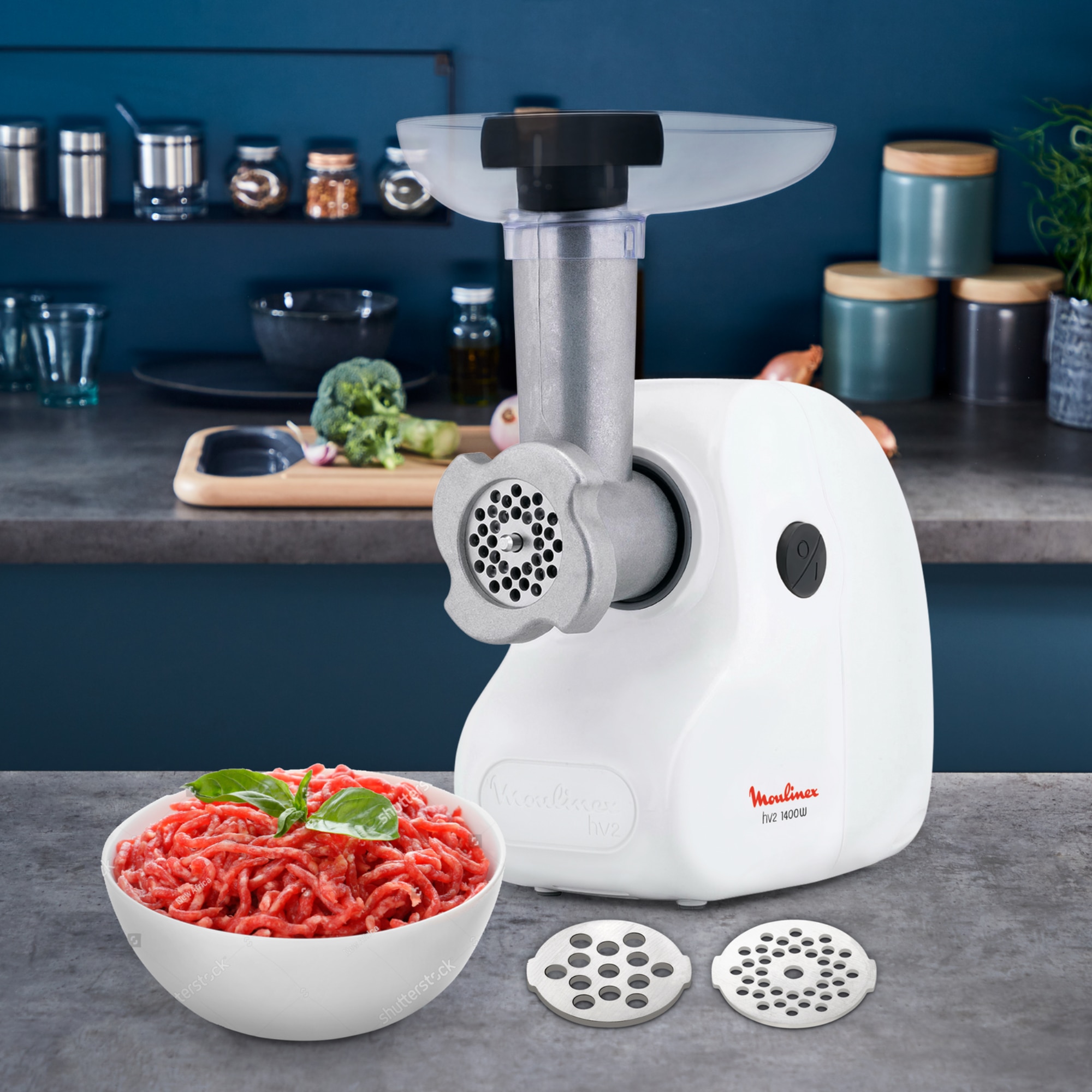 Picadora de carne Moulinex 1400 W con accesorios - Blanco Blanco-4