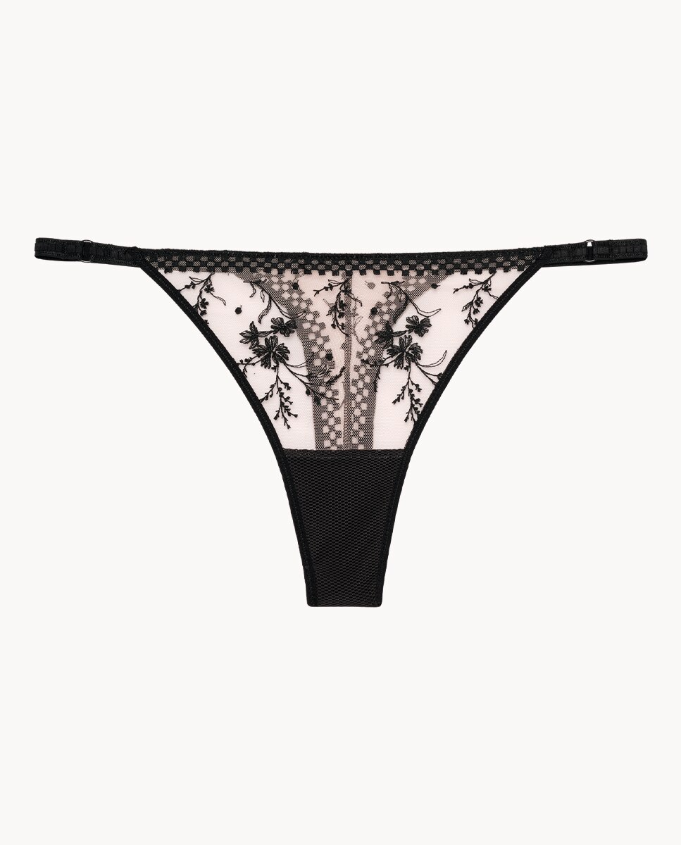 Tanga con tul bordado Suzy - Passionata - Negro Negro-3