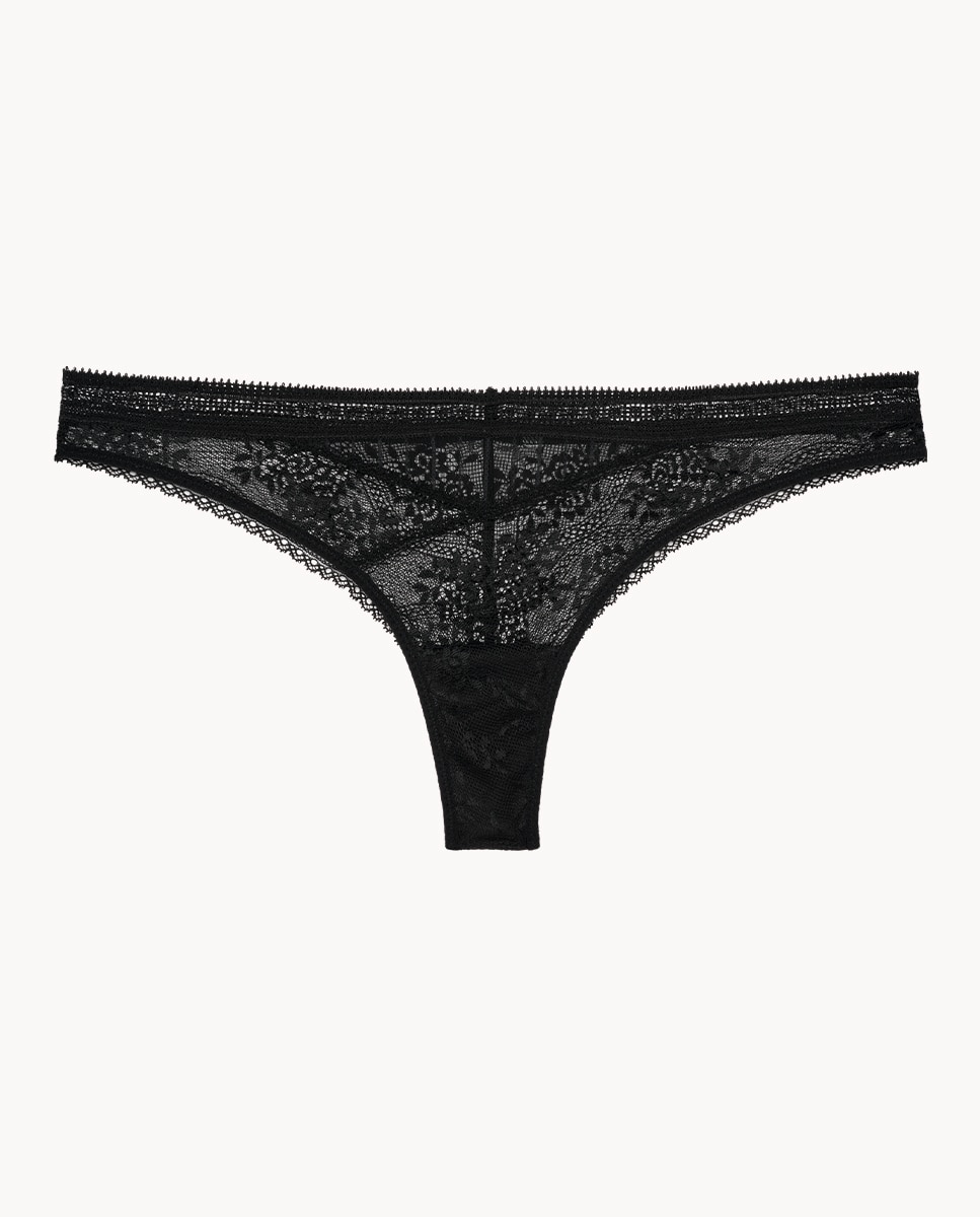 Tanga de encaje Maddie - Negro Negro-3