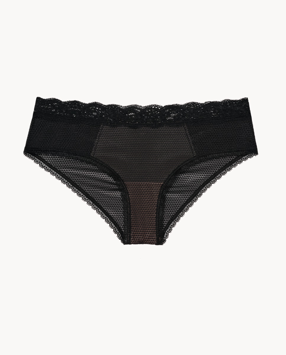 Culotte de tul gráfico y encaje Brooklyn - Passionata - Negro Negro-3