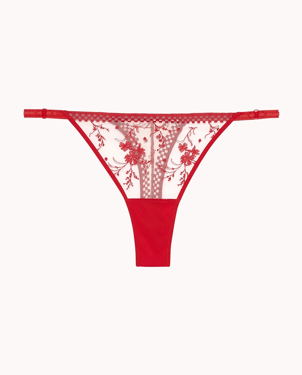 Tanga con tul bordado Suzy - Passionata - Rojo Rojo-5