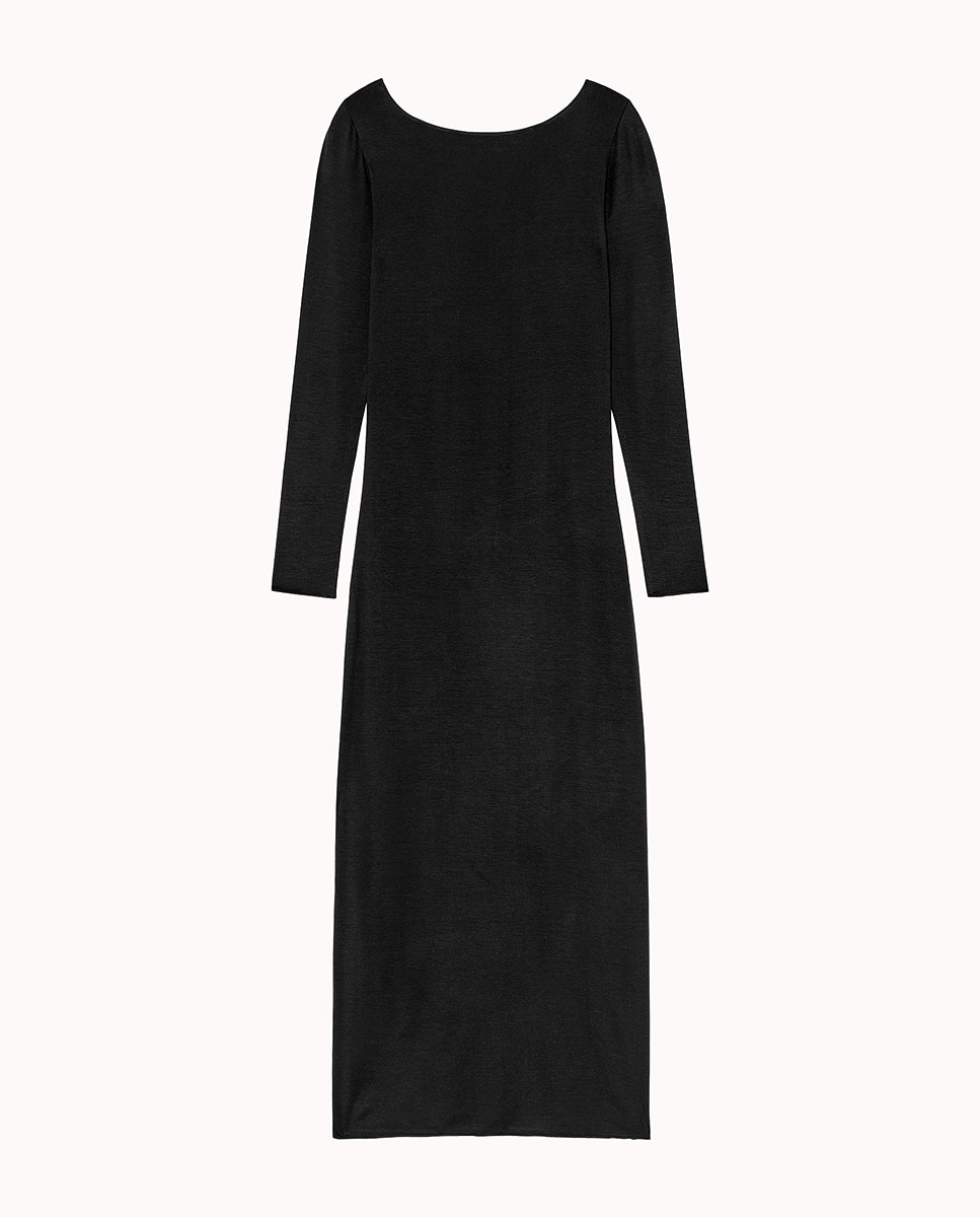 Vestido de viscosa y cachemira Andrea - Passionata - Negro Negro-4