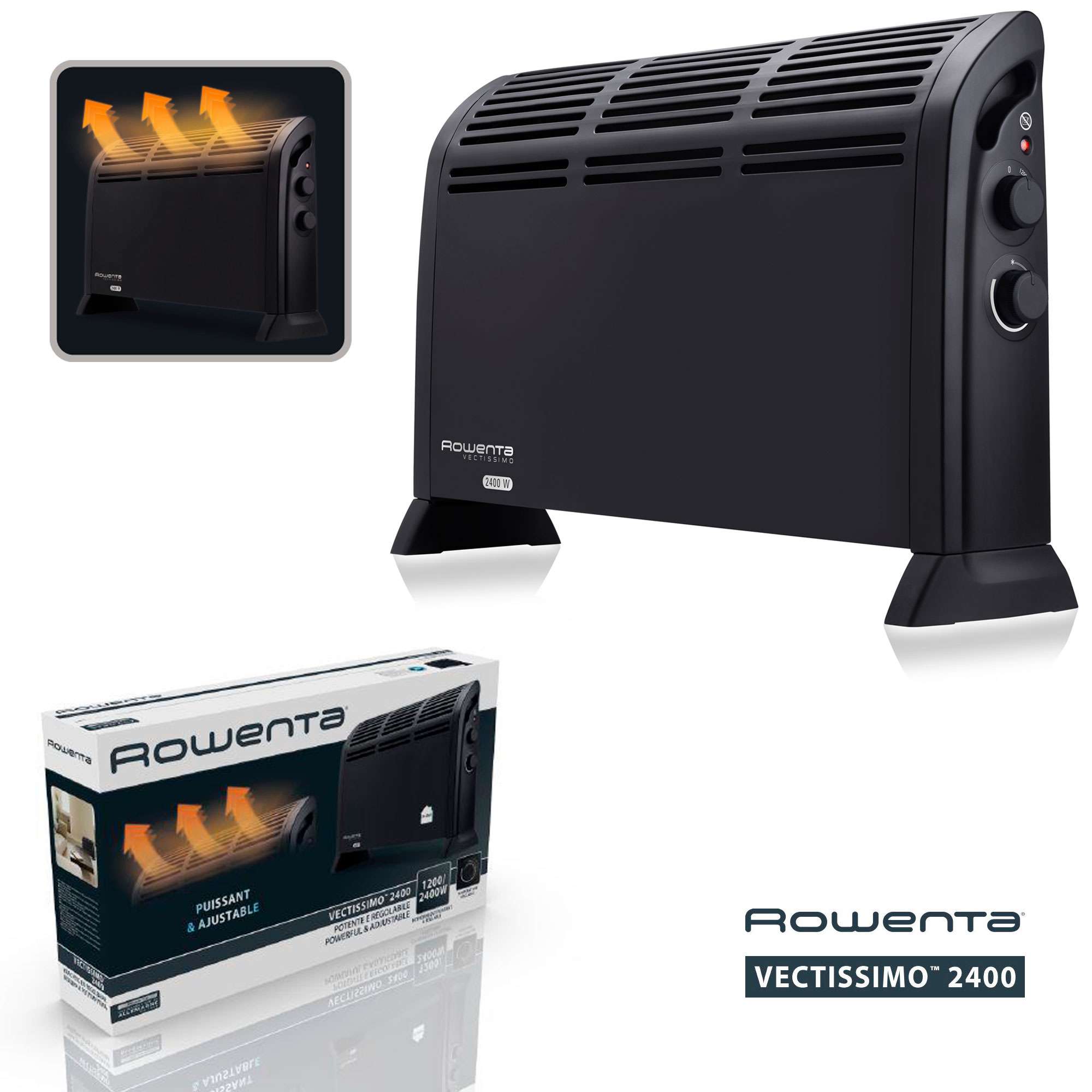 Calefactor convector Rowenta CO3030 Vectissimo termostato mecánico - Negro Negro-5