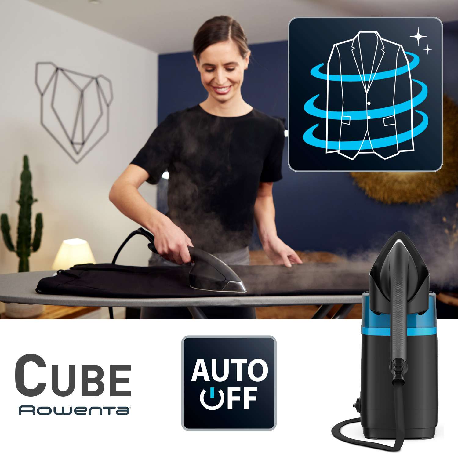 Centro de planchado vertical y cepillo de vapor Rowenta UR2020 Cube 2170W 5.8 bares, depósito 1.1 L - Negro Negro-5