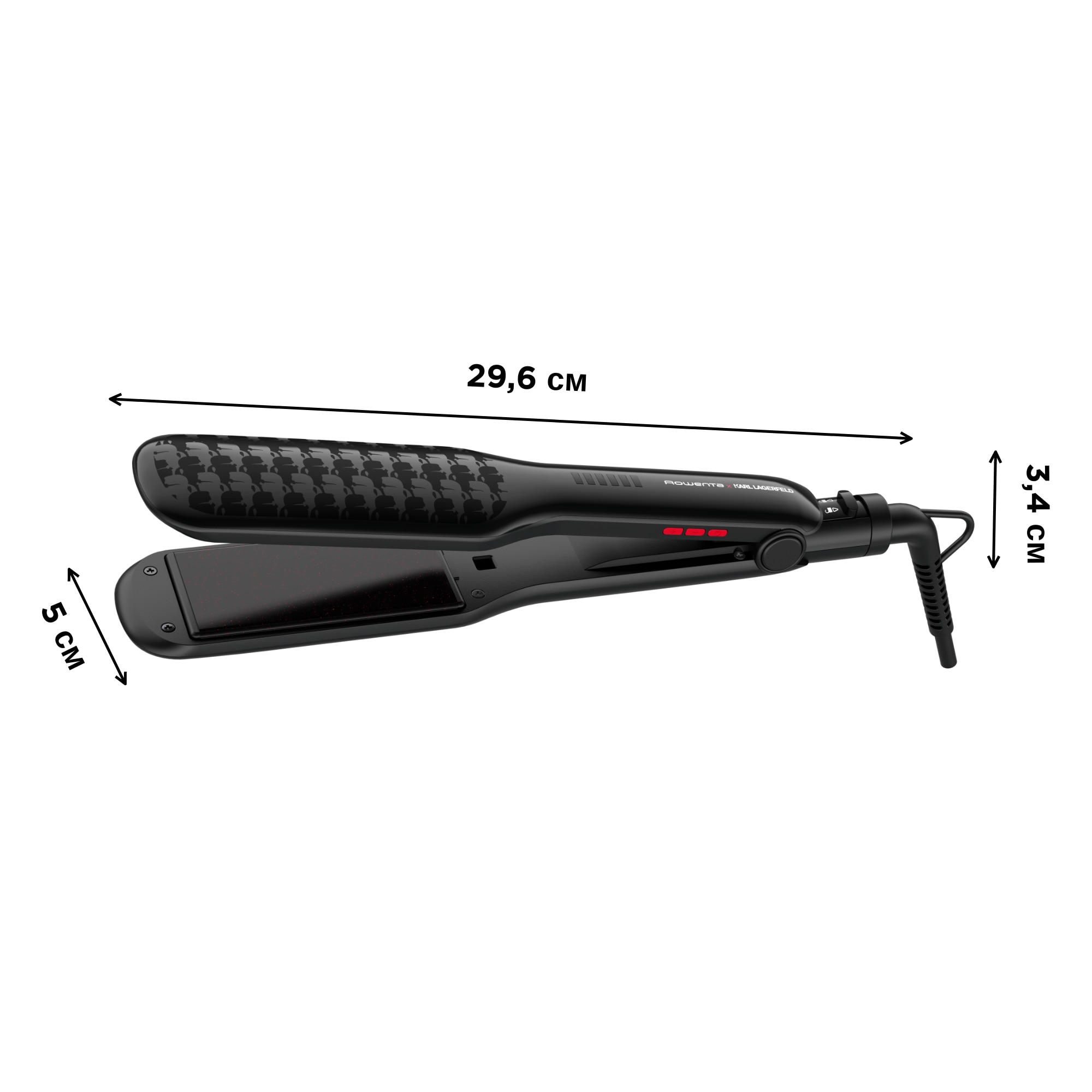 Plancha de pelo Rowenta x Karl Lagerfeld SF411 Extra Liss, placas extra gruesas, revestimiento Keratin & Glow, 6 ajustes - Negro Negro-7